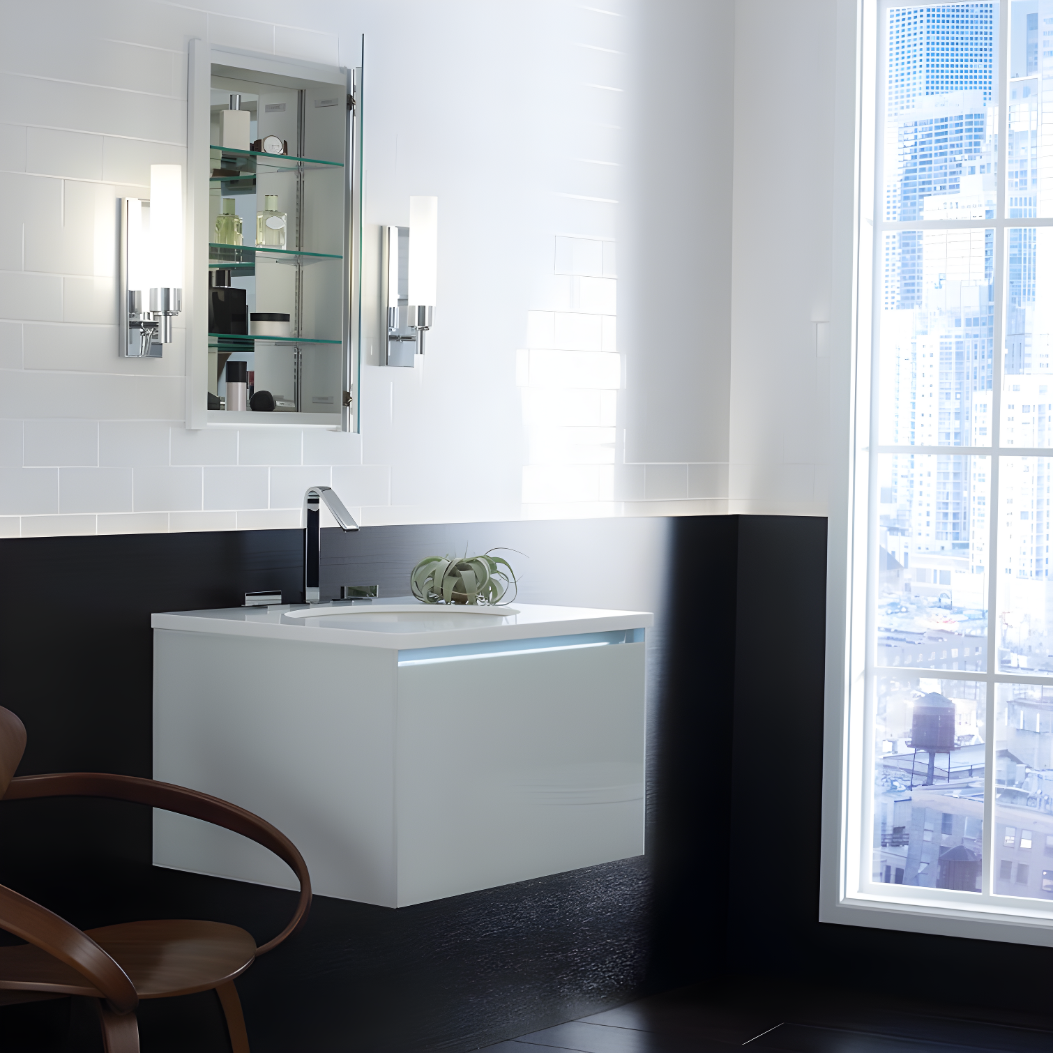 R3 Series Recessed or Surface Mount Frameless Medicine Cabinet with 3 Adjustable Shelves