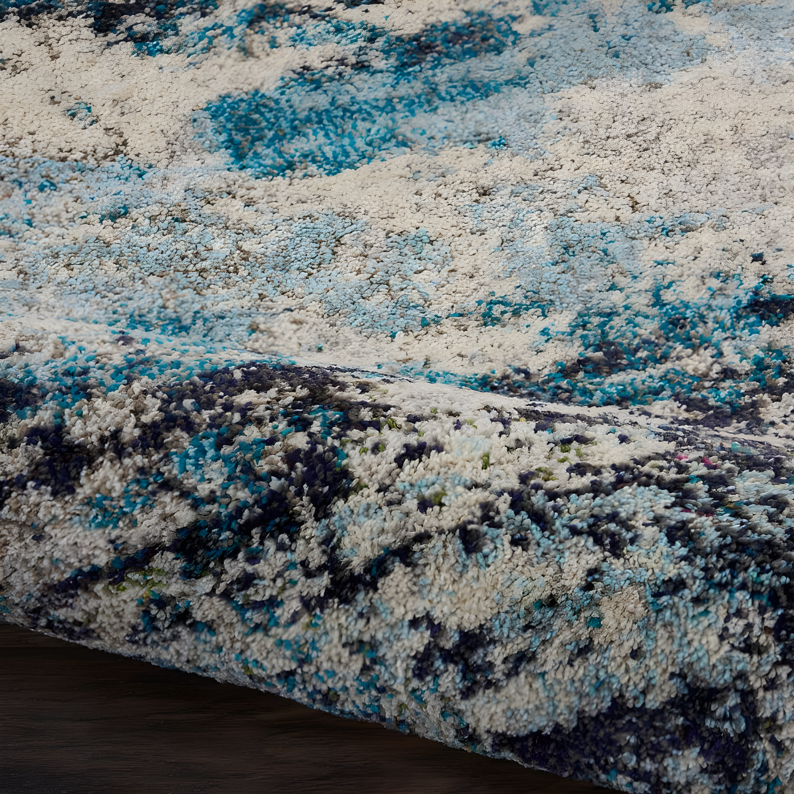 Celestial CES02 Area Rug Colorful Contemporary Abstract By Nourison Ivory Teal Blue 7' x 10'
