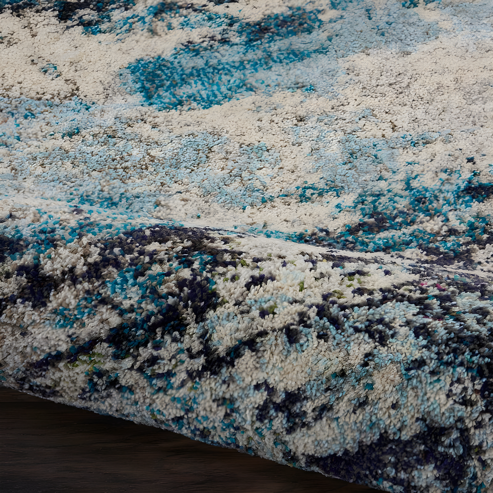 Celestial CES02 Area Rug Colorful Contemporary Abstract By Nourison Ivory Teal Blue 7' x 10'