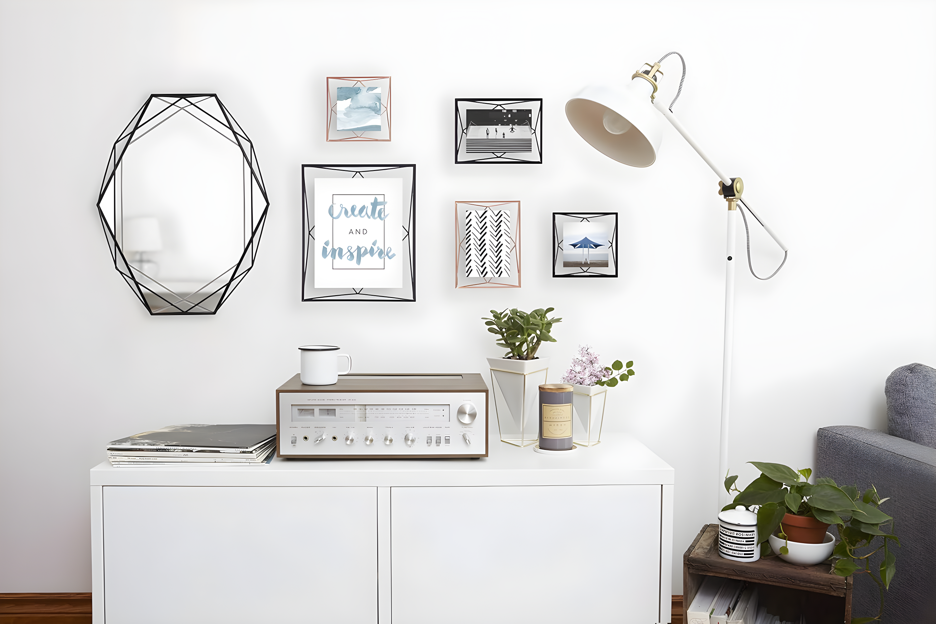 8"x10" Umbra Prisma Picture Frame Black: Modern Steel Design, Wall or Tabletop, Sawtooth Back