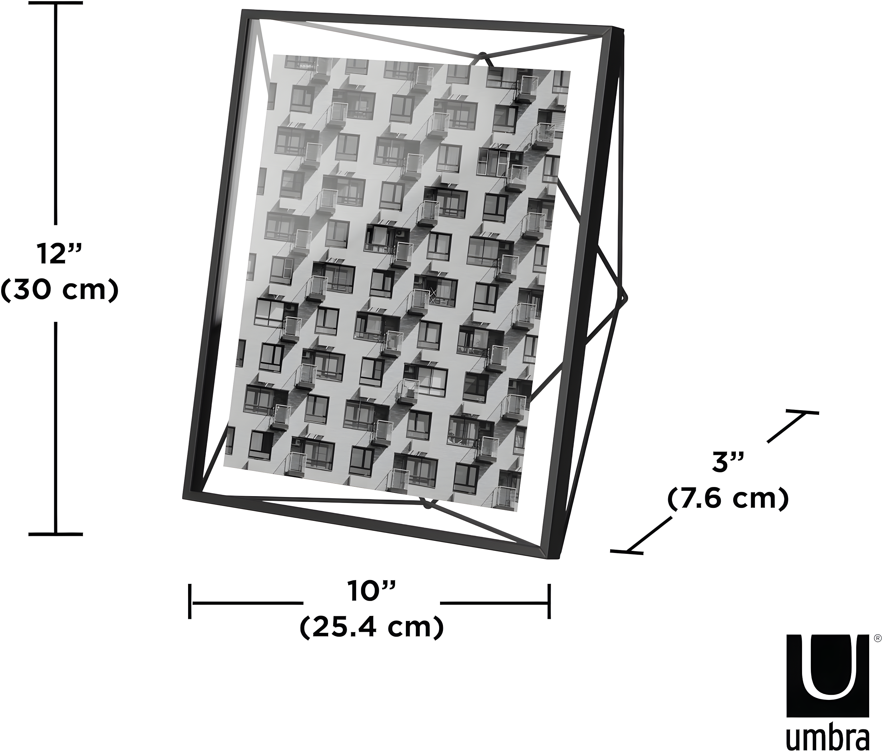 8"x10" Umbra Prisma Picture Frame Black: Modern Steel Design, Wall or Tabletop, Sawtooth Back