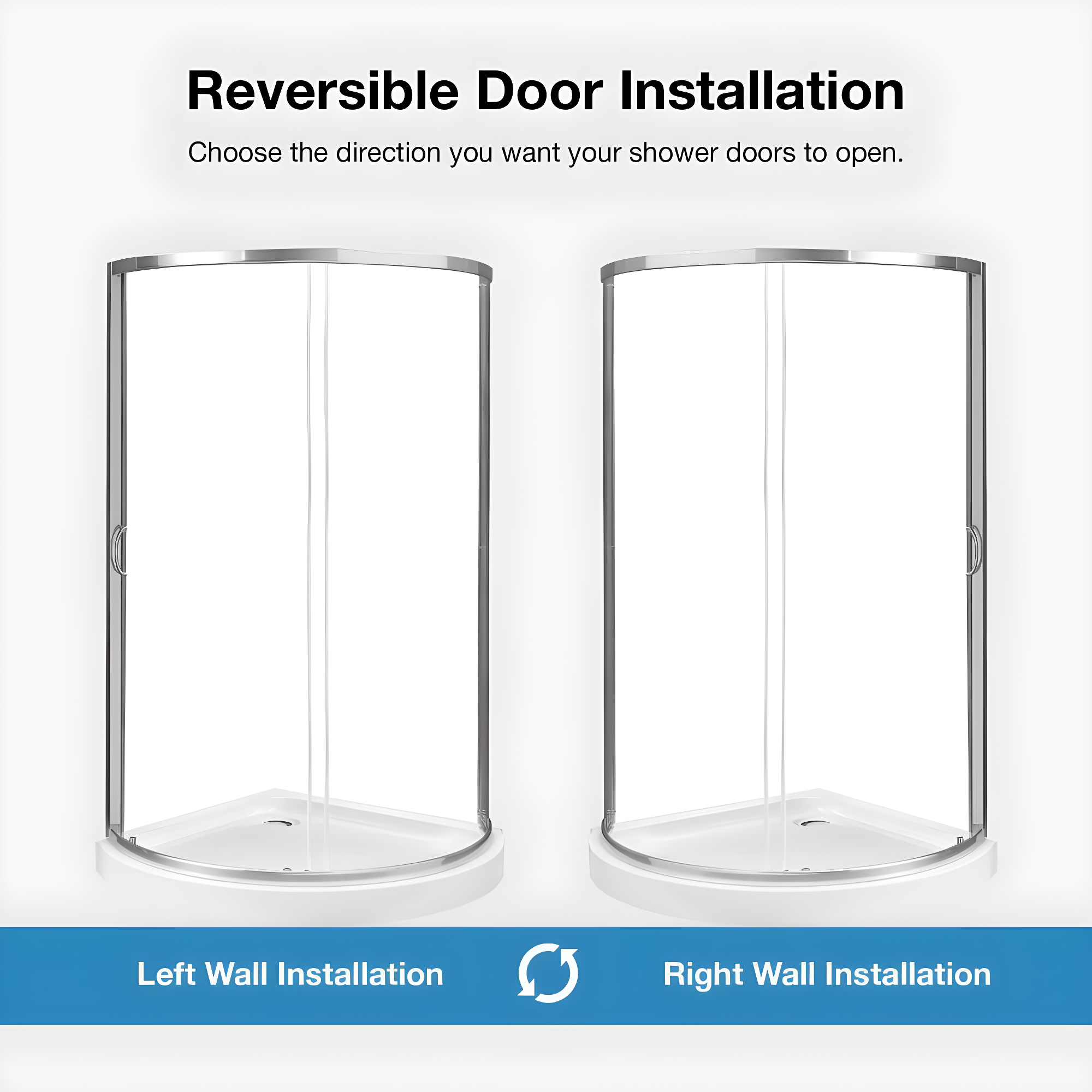 OVE Decors Breeze Premium 33 in. Framed Round Shower Kit w/ Clear Glass, Base