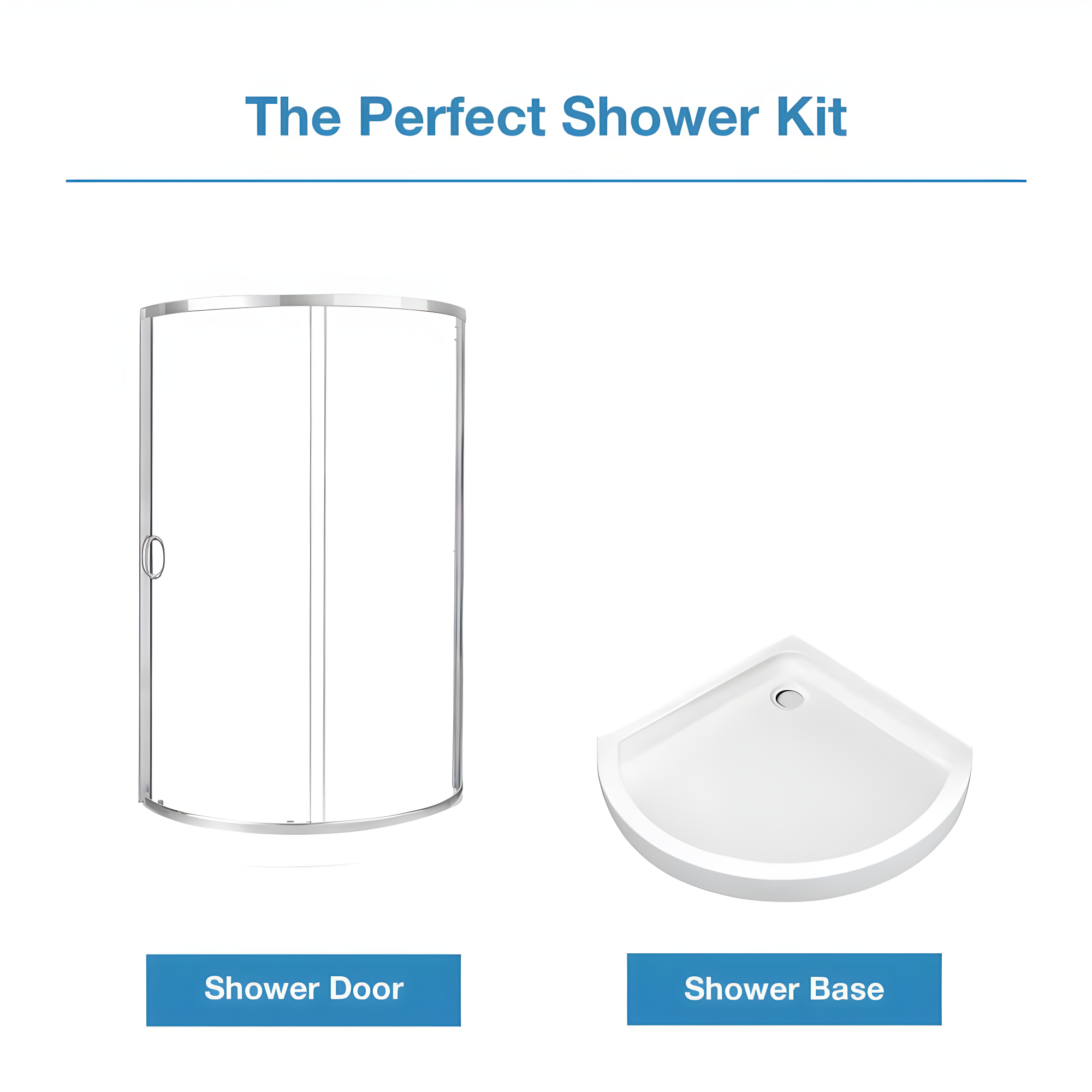 OVE Decors Breeze Premium 33 in. Framed Round Shower Kit w/ Clear Glass, Base