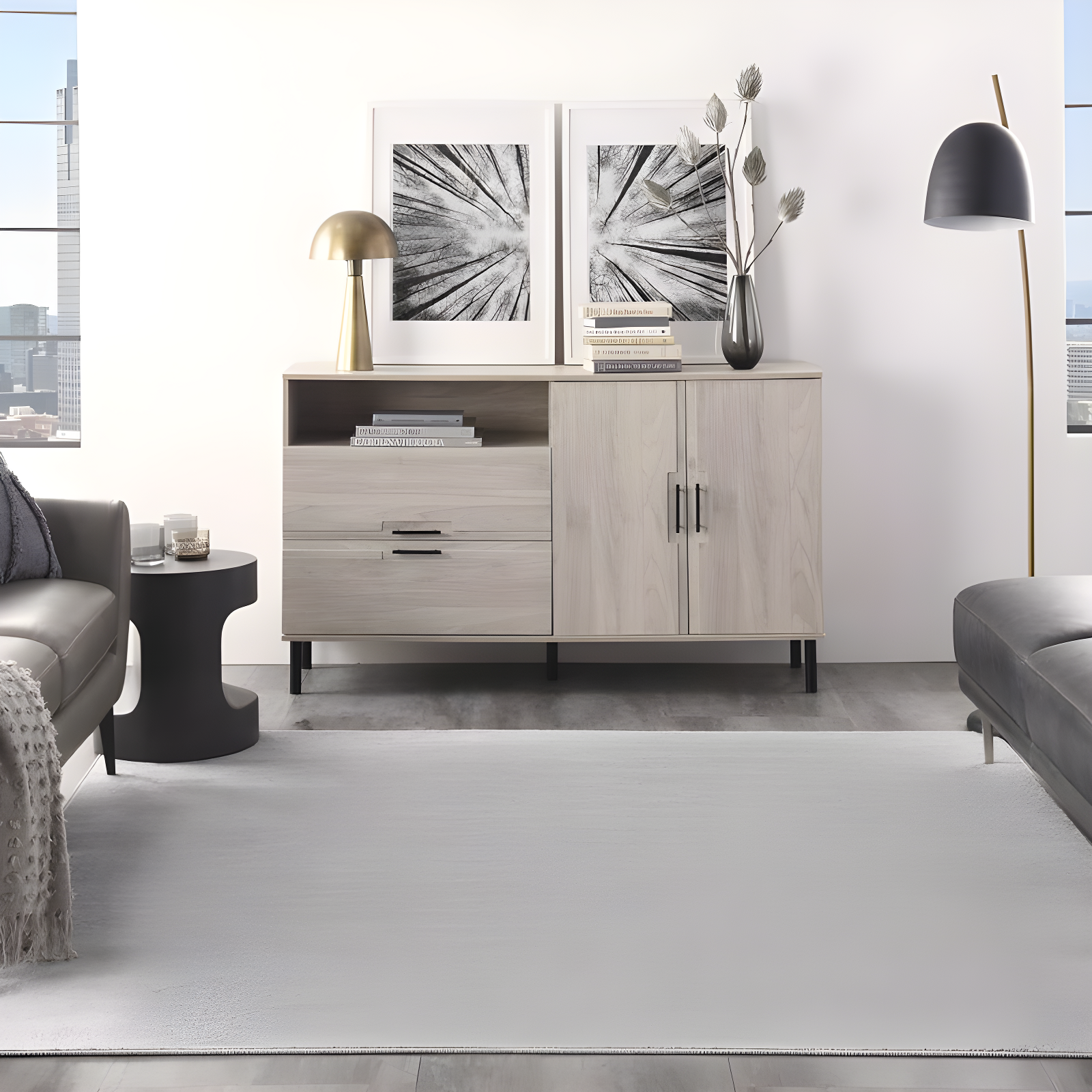 Nourison Essentials Easy Care Indoor Outdoor Area Rug - Silver Grey 5' x Square