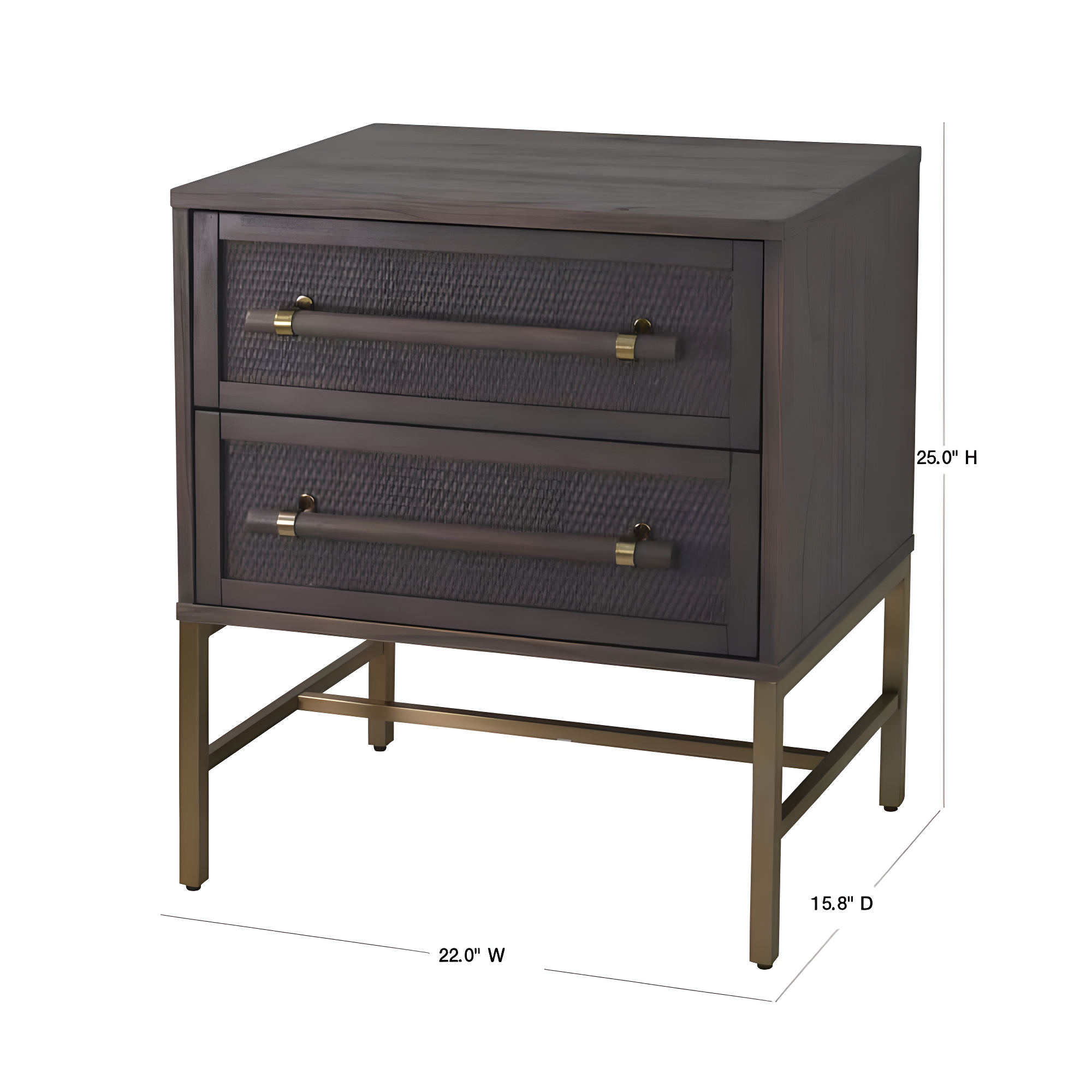 Hopper Studio Hopper Studio Sophia Solid Wood 2-Drawer Rattan Nightstand, Stylish Storage For Modern Homes