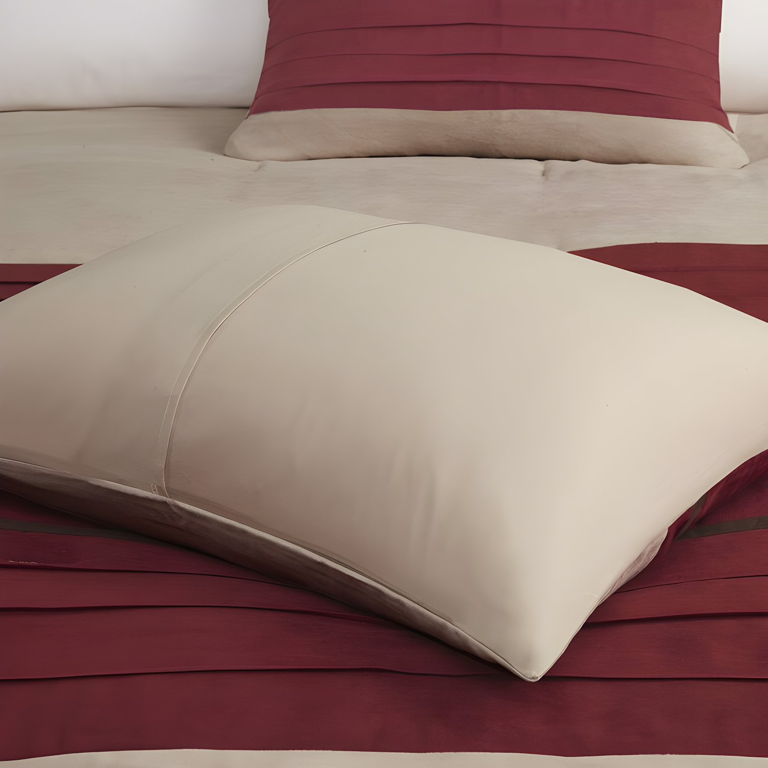 7pc California King Dakota Microsuede Comforter Set Red: Madison Park, Hypoallergenic, Embroidered, Machine Washable
