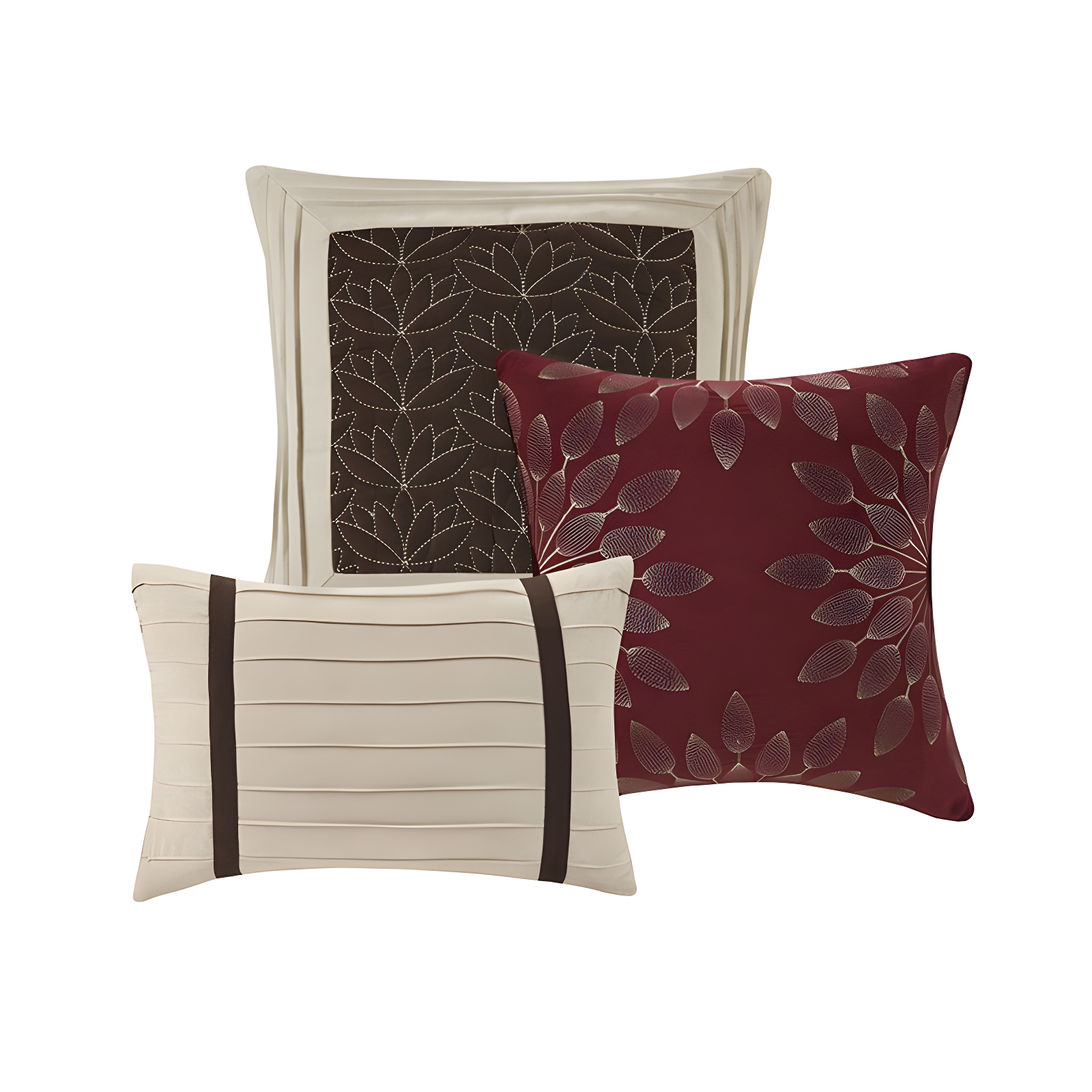 7pc California King Dakota Microsuede Comforter Set Red: Madison Park, Hypoallergenic, Embroidered, Machine Washable