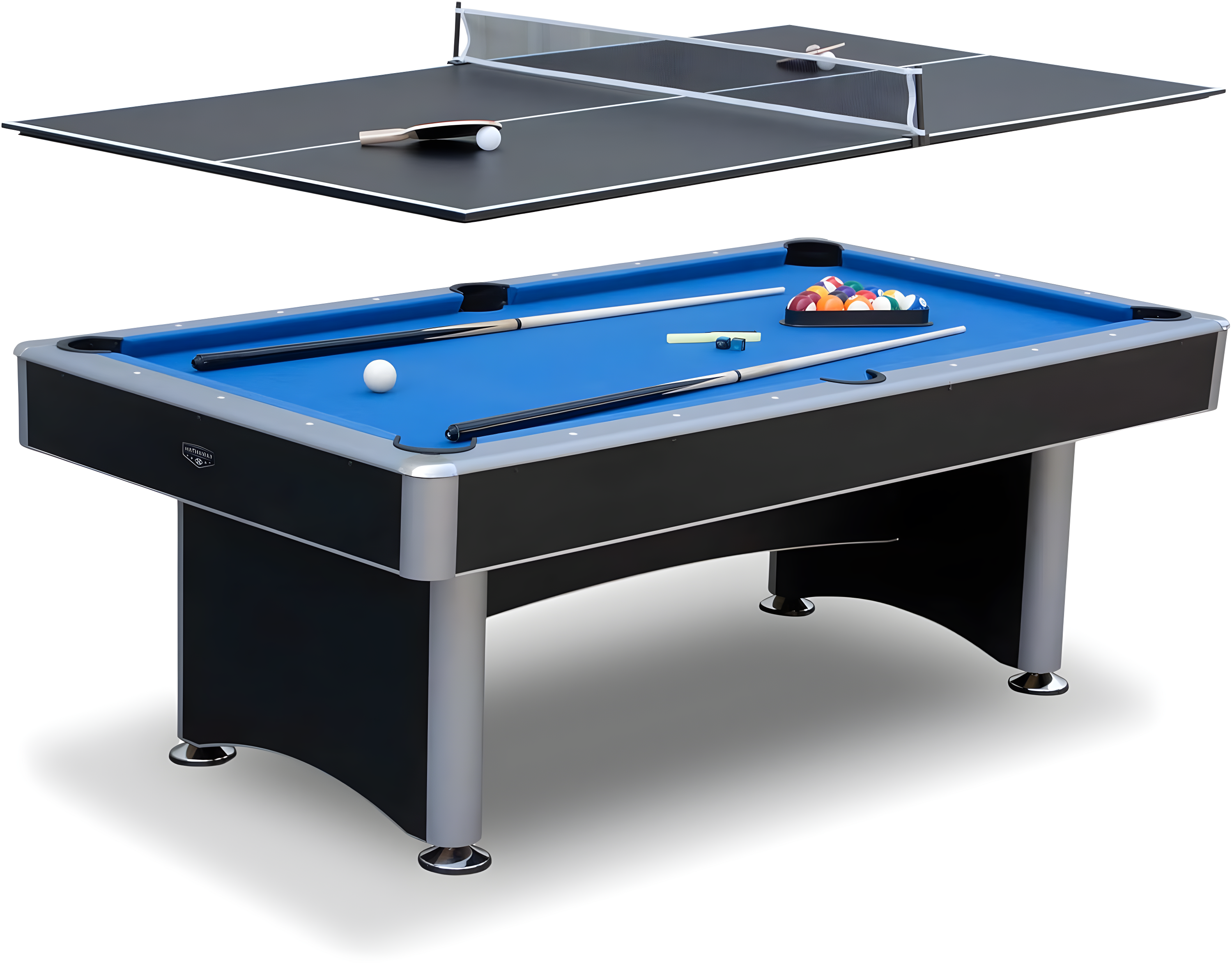 Hathaway Games Hathaway Maverick Deluxe 7 Ft Pool Table, with Ping Pong Multi Game Combo Tables for Family Recreation Game Rooms – Includes Billiard Balls, Cues, Paddles, Brush & More