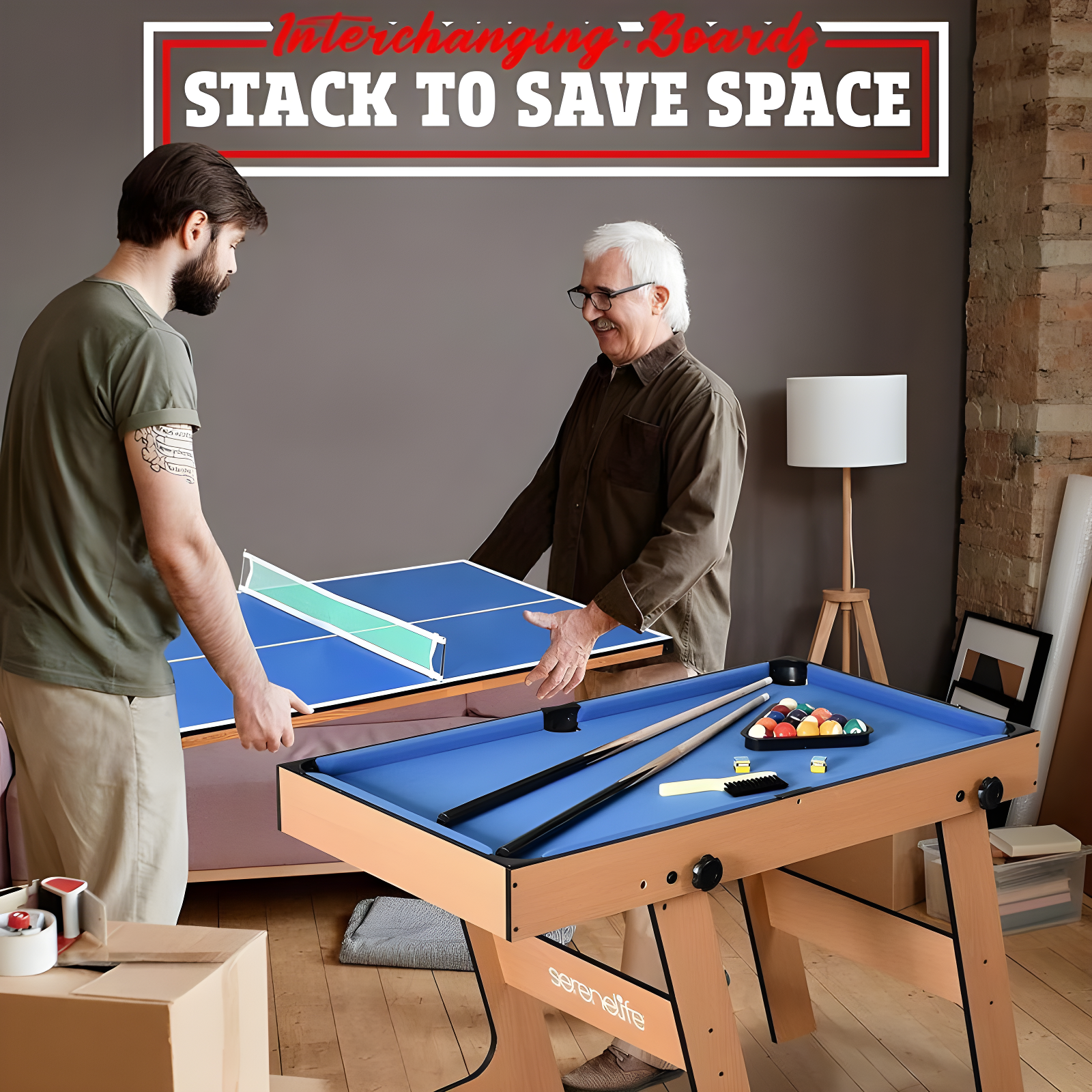 SereneLife Multi Game Table, 48" Sports Arcade Games with Accessories