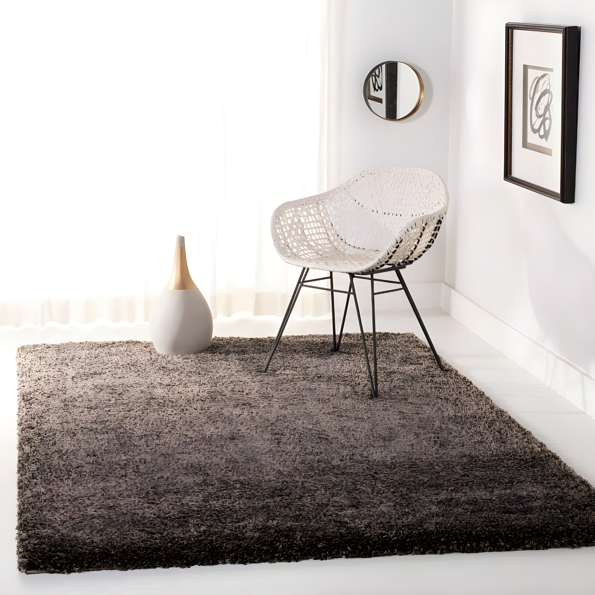 Shag SG151 Power Loomed Indoor Area Rug - Mushroom - 4'x6' - Safavieh.