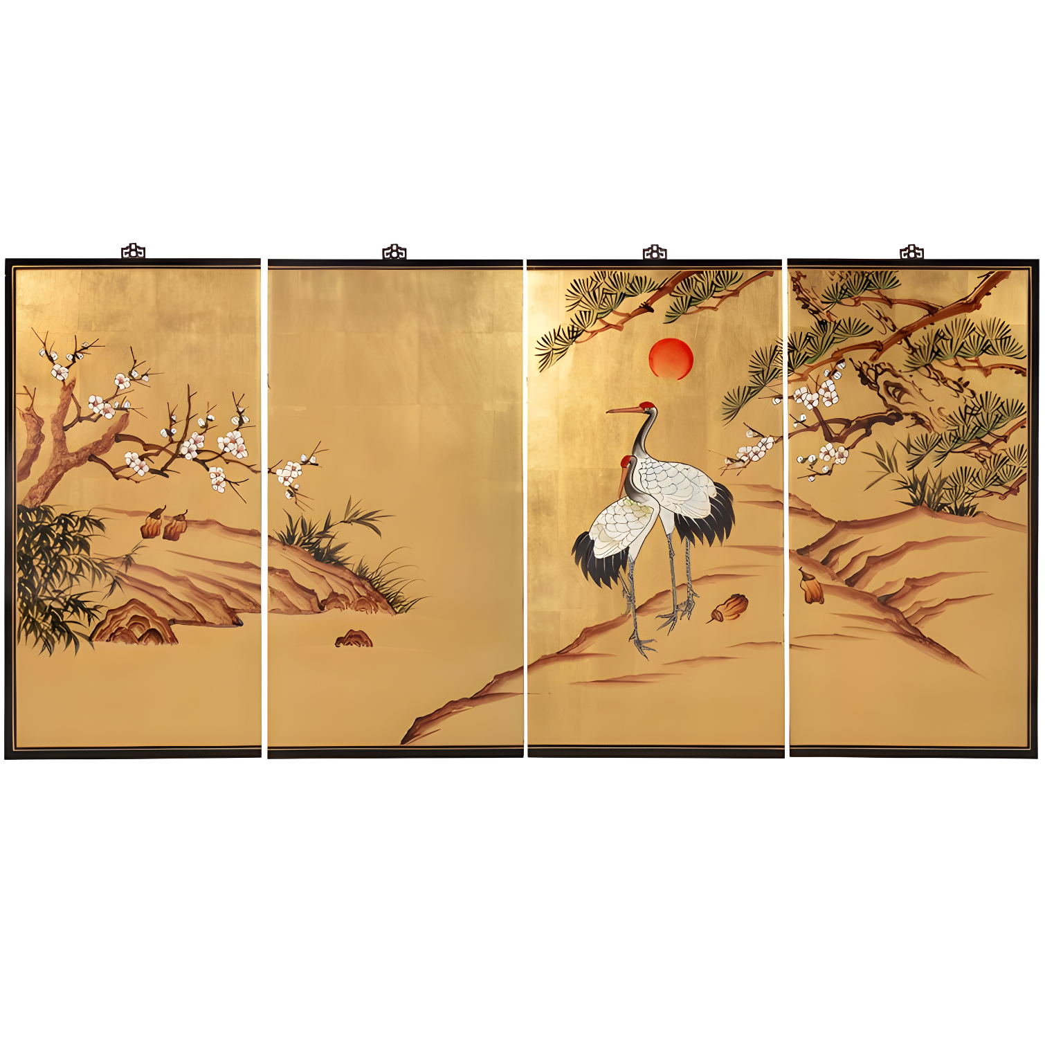 Oriental Furniture 36" H x 72" W 4 - Piece Wall Décor