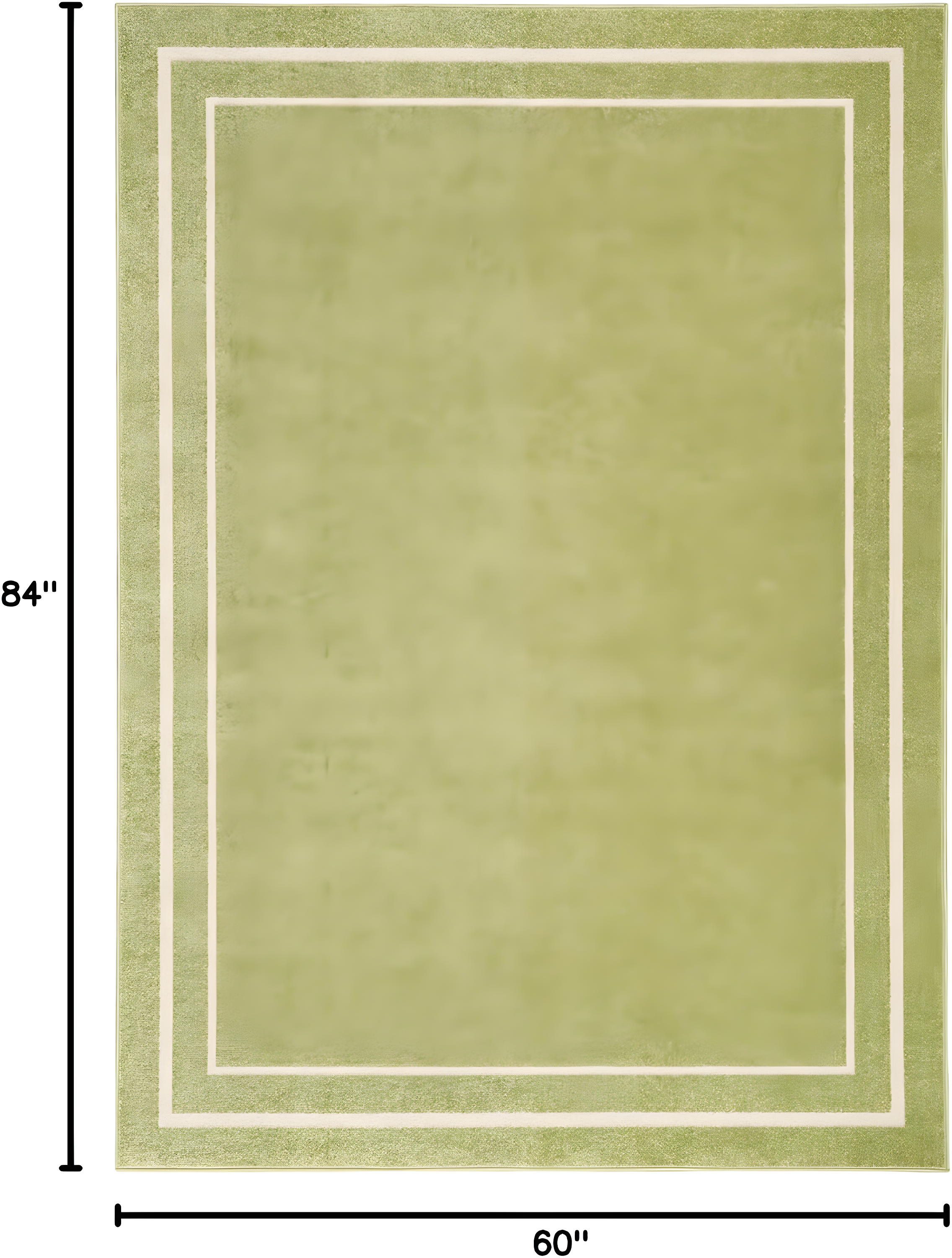 Nourison Essentials Solid Bordered Low Pile Indoor Outdoor Area Rug 5' x 7' Green Ivory