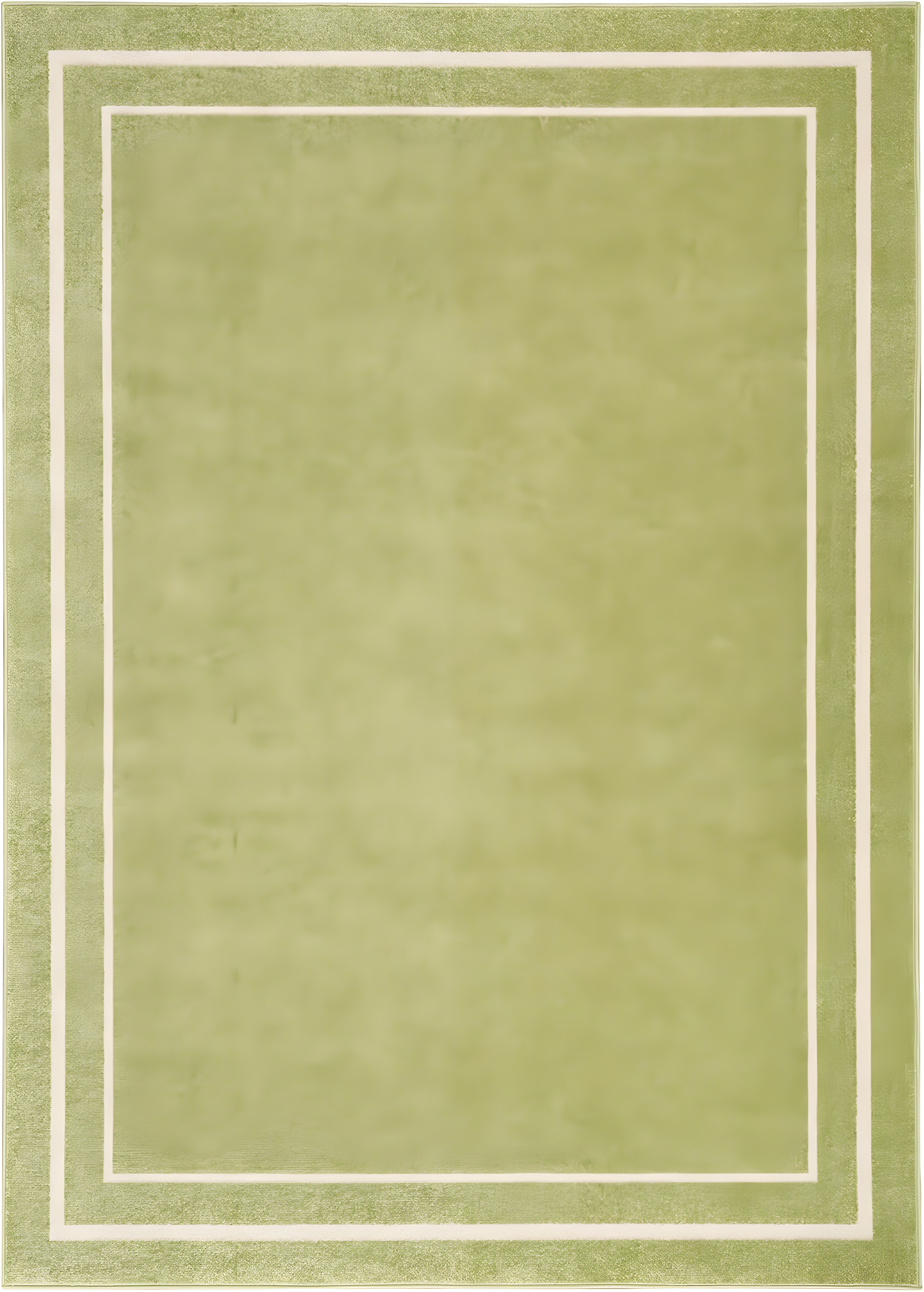 Nourison Essentials Solid Bordered Low Pile Indoor Outdoor Area Rug 5' x 7' Green Ivory