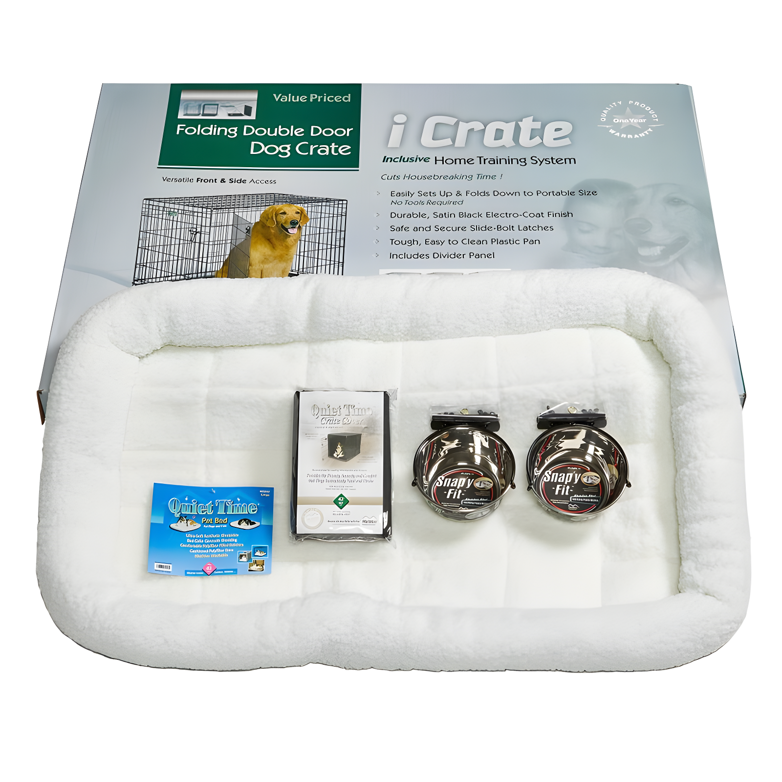 Midwest Homes For Pets MidWest Homes for Pets iCrate Dog Crate Starter Kit / Includes Dog Crate, Bed, 2 Bowls, Crate Cover