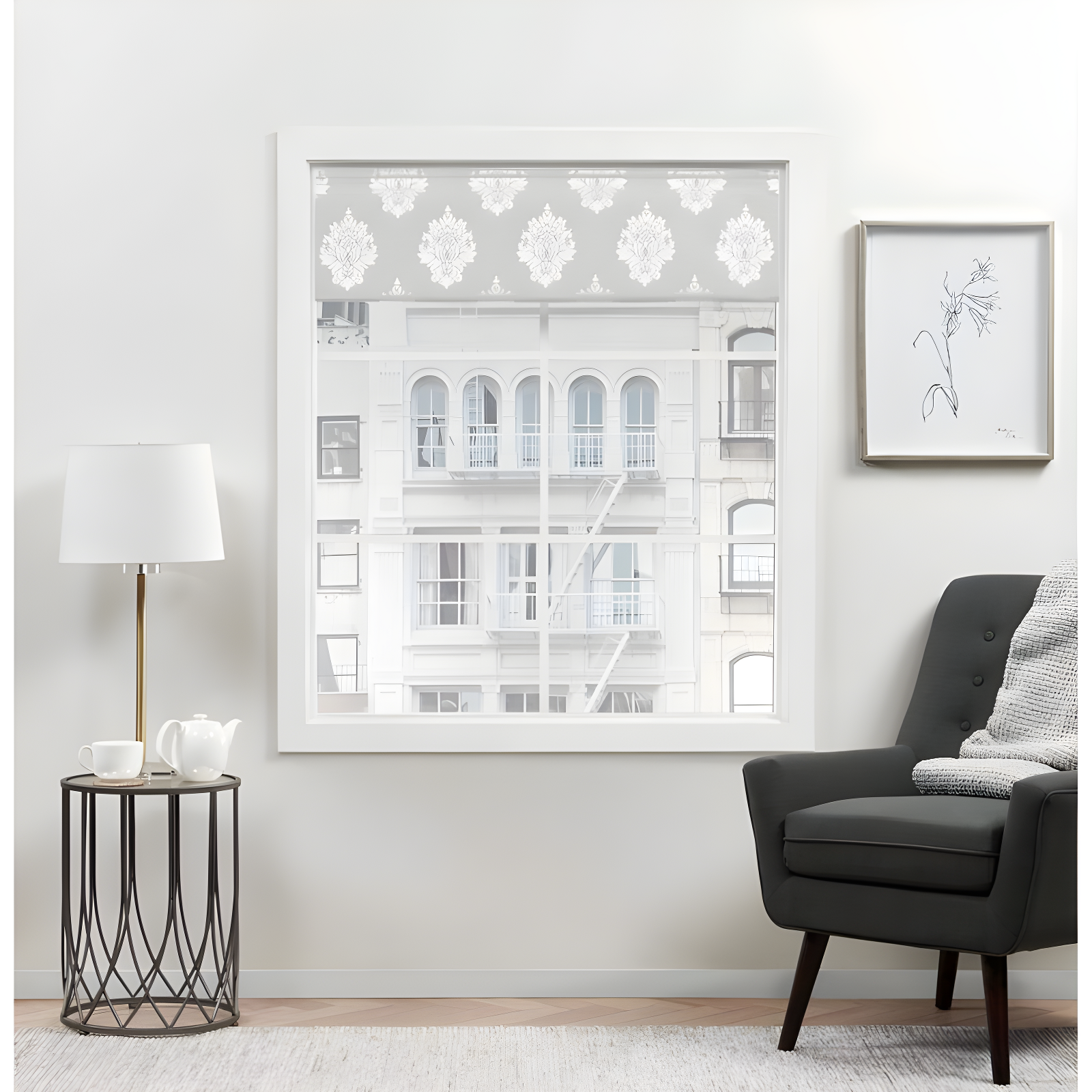 Amalgamated Textiles Exclusive Home Marseilles Damask 100% Blackout Roman Shade