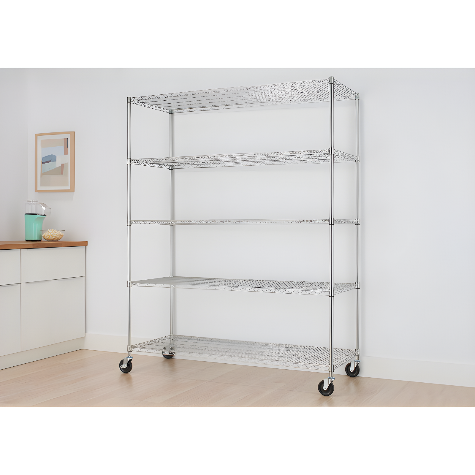 TRINITY EcoStorage 5-Tier NSF Rolling Steel Wire Shelving Unit w/ Wheels (60 in. W x 24 in. D)