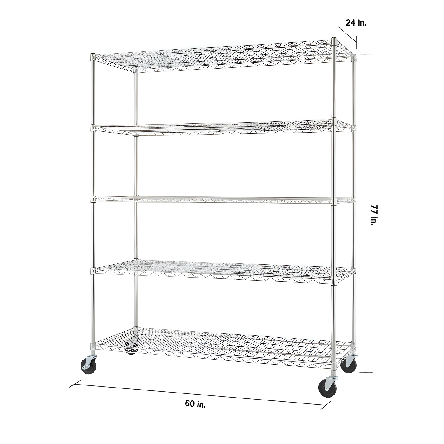 TRINITY EcoStorage 5-Tier NSF Rolling Steel Wire Shelving Unit w/ Wheels (60 in. W x 24 in. D)