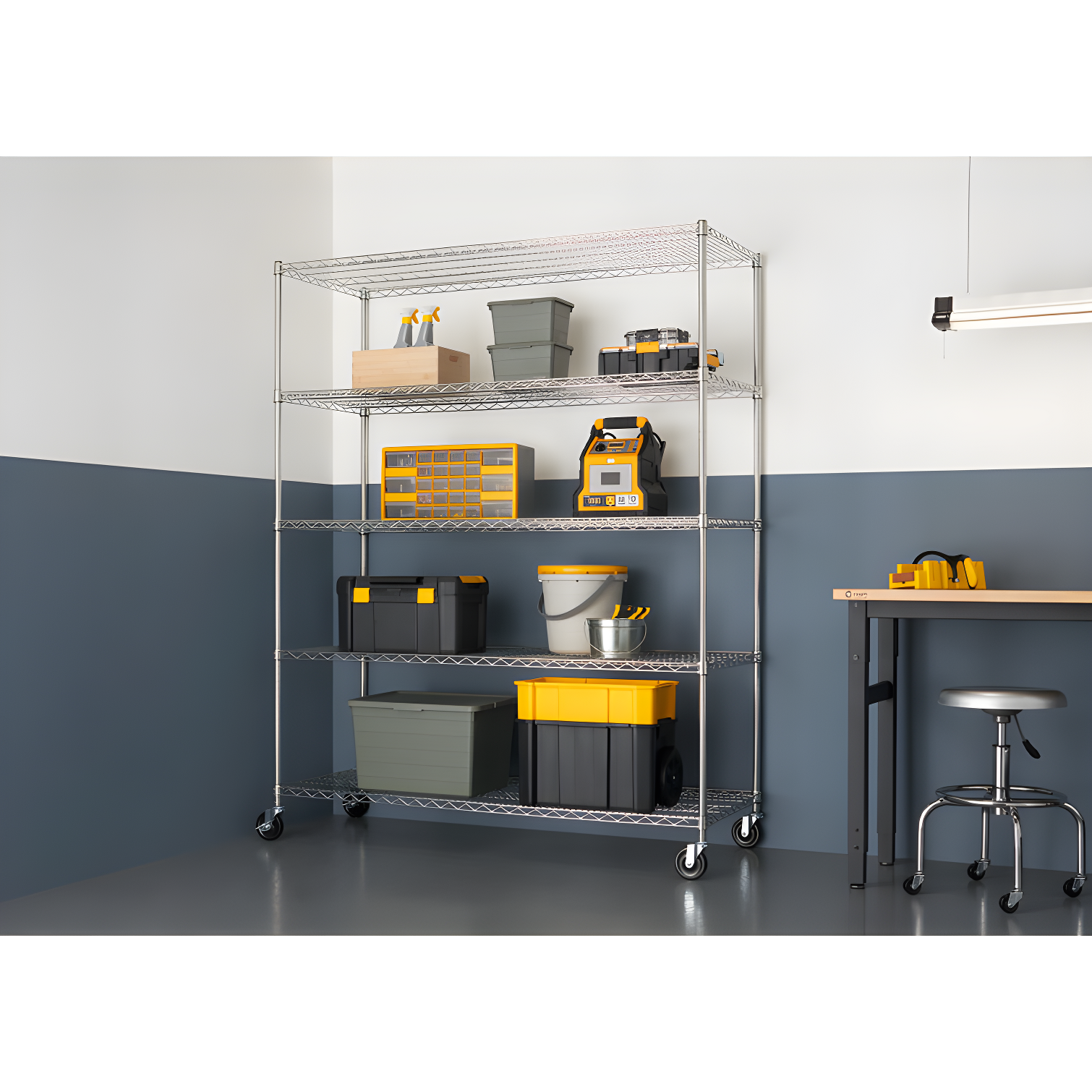TRINITY EcoStorage 5-Tier NSF Rolling Steel Wire Shelving Unit w/ Wheels (60 in. W x 24 in. D)