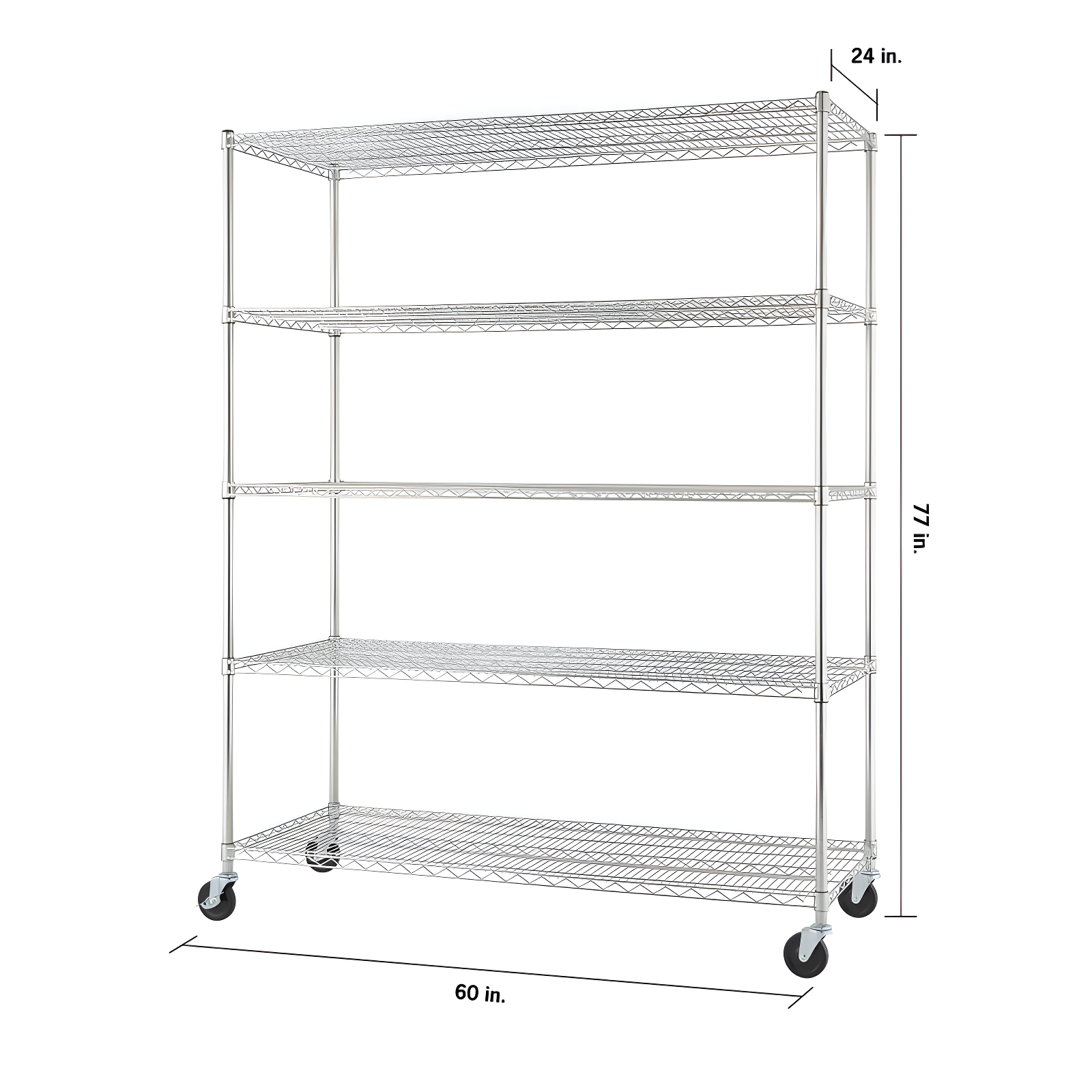 TRINITY EcoStorage 5-Tier NSF Rolling Steel Wire Shelving Unit w/ Wheels (60 in. W x 24 in. D)