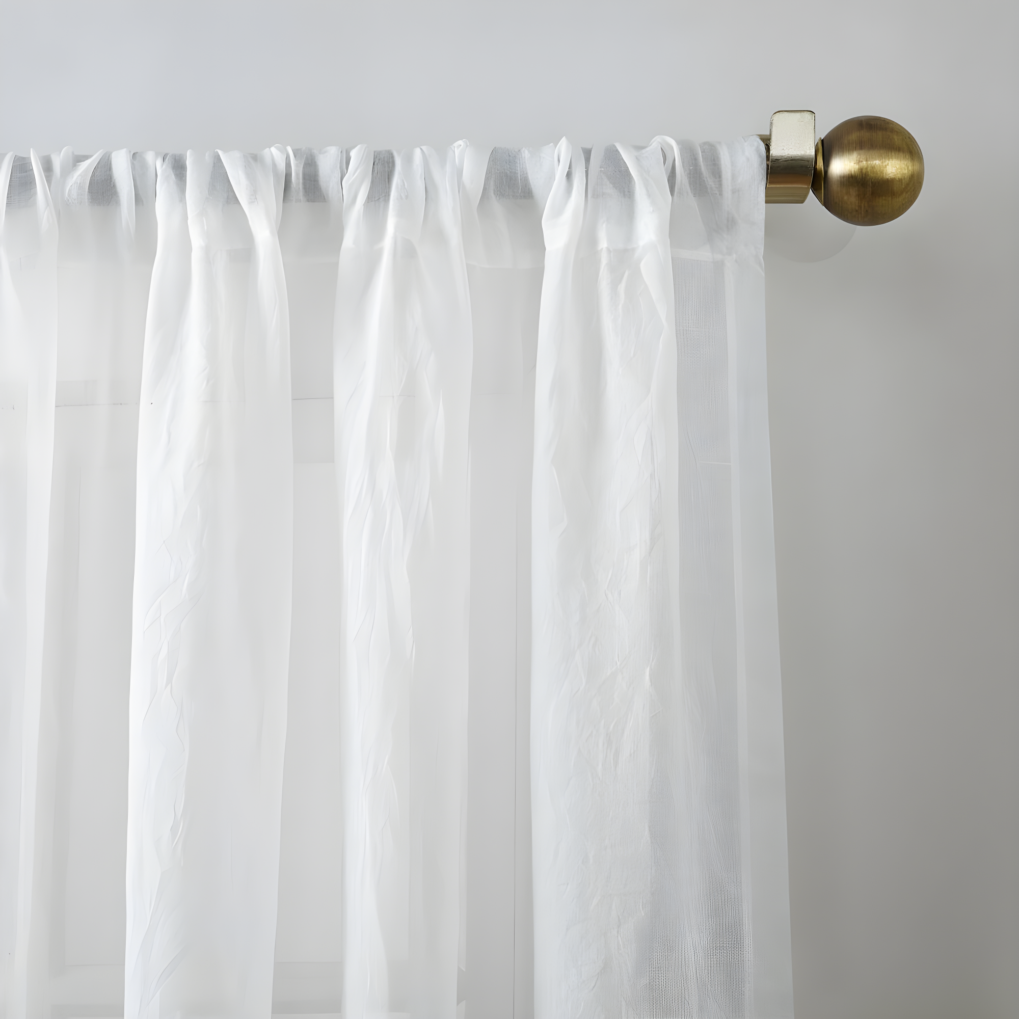 50"x95" No. 918 Sheer Avril Crushed Texture Rod Pocket Curtain Panel White: Light Filtering, Polyester, Machine Washable
