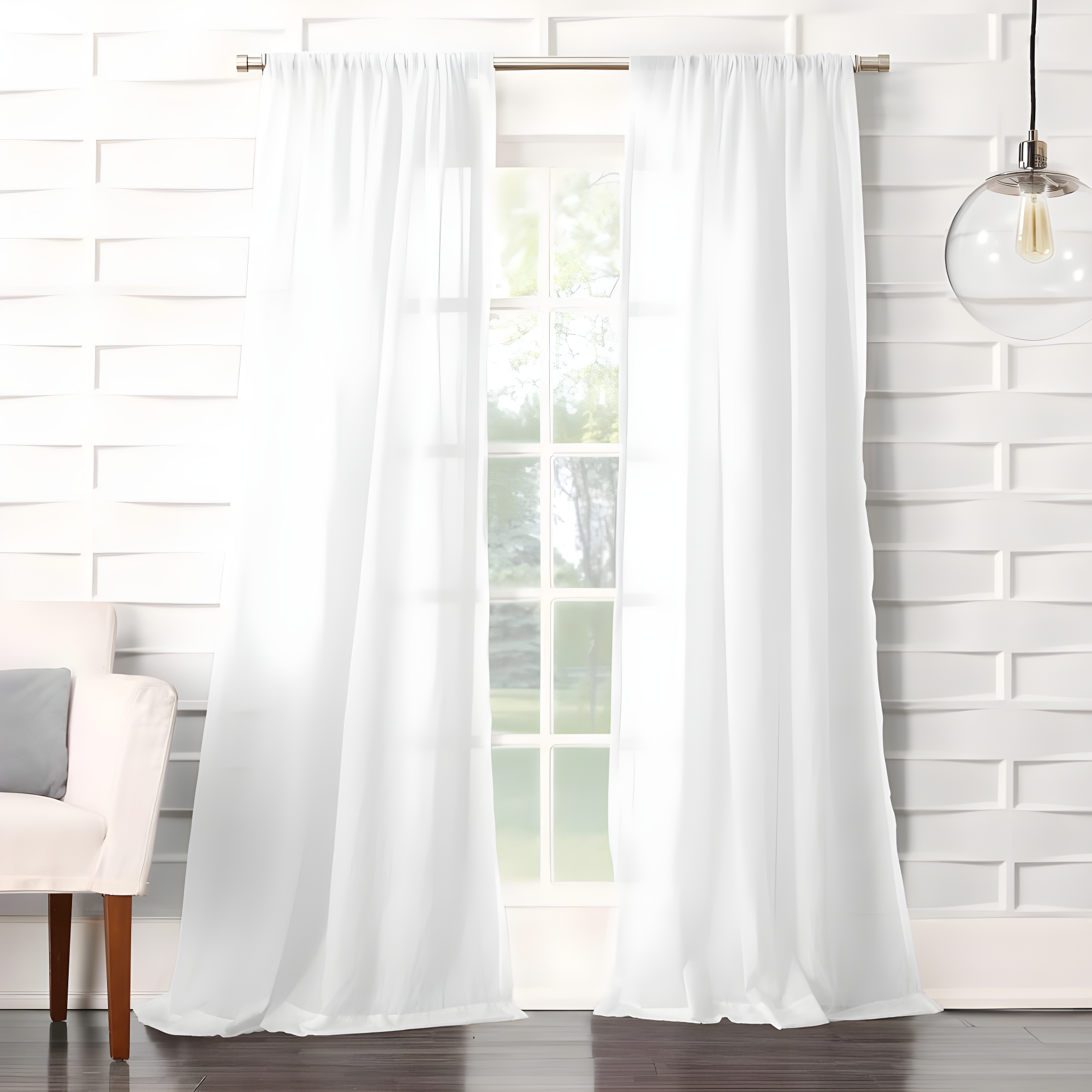 50"x95" No. 918 Sheer Avril Crushed Texture Rod Pocket Curtain Panel White: Light Filtering, Polyester, Machine Washable