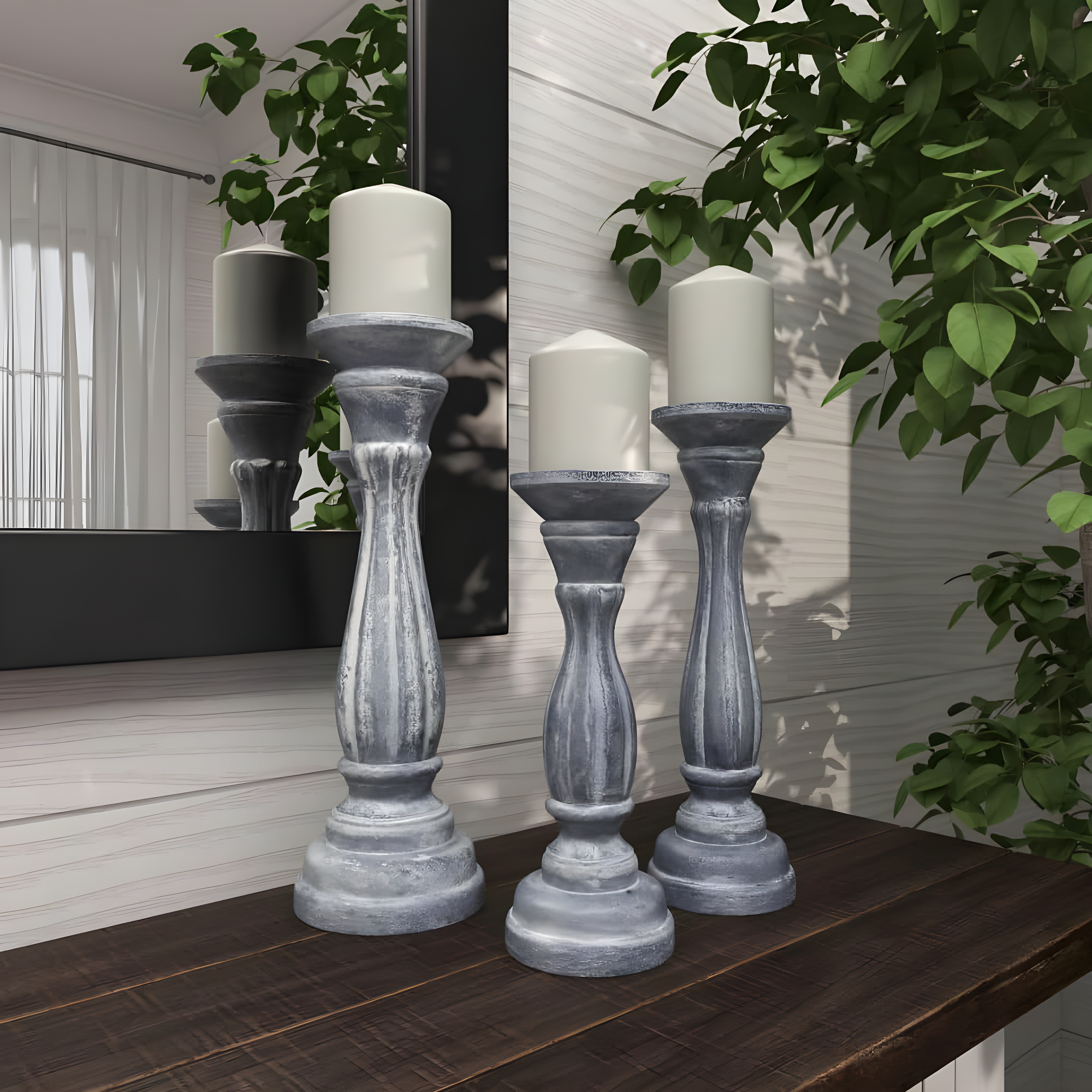 UMA Enterprises Wood Tabletop Candlestick