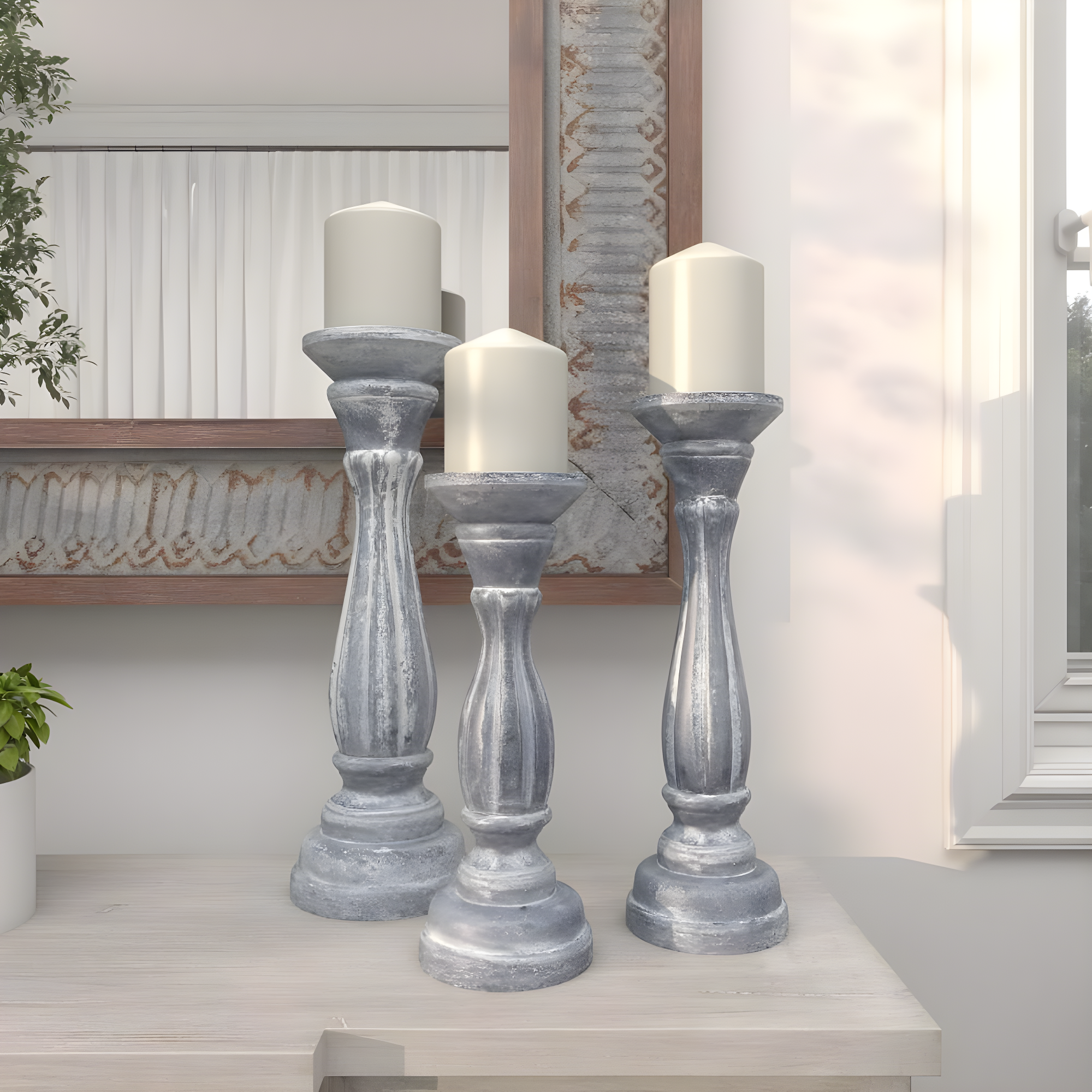 UMA Enterprises Wood Tabletop Candlestick