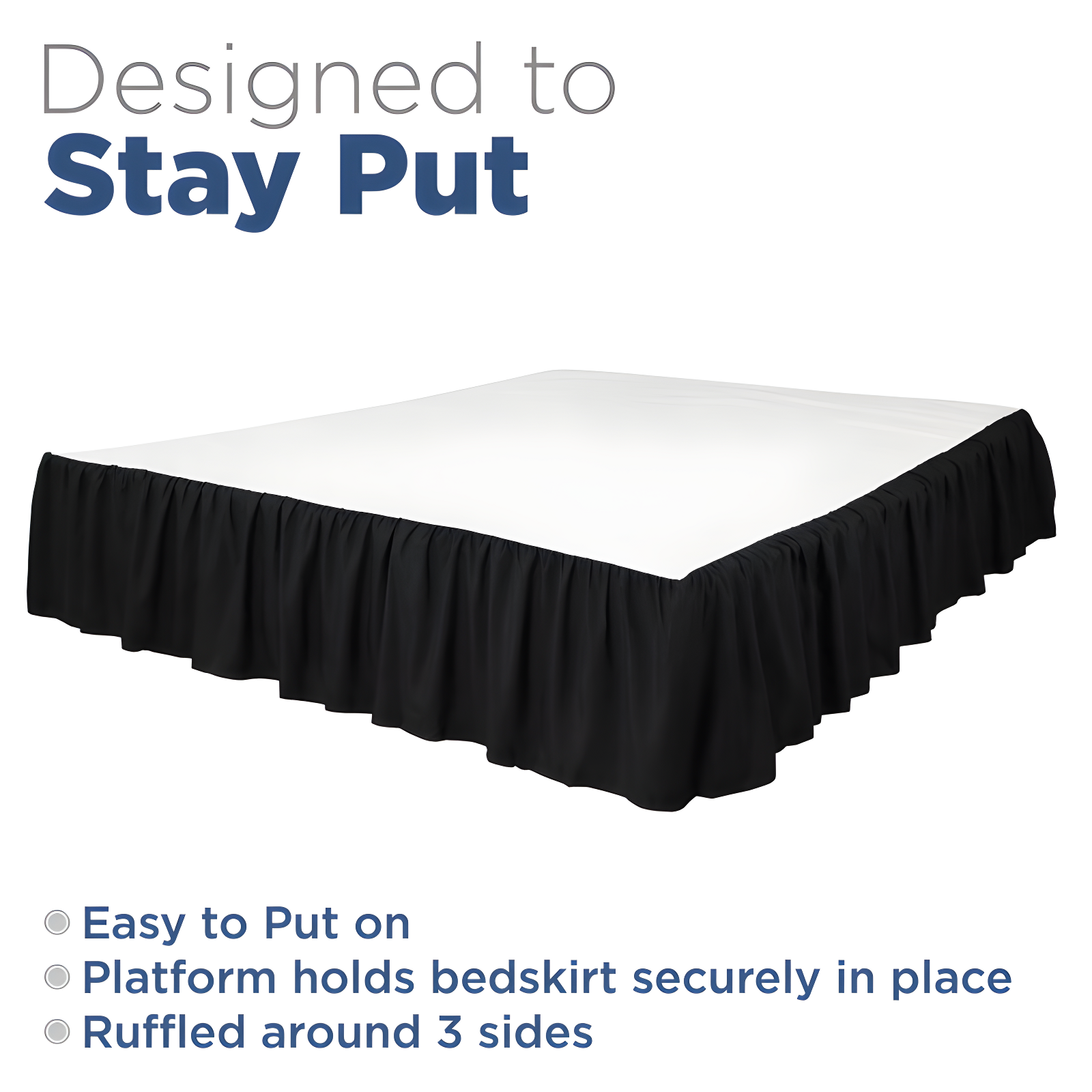 Martex Martex Ruffled Bed Skirt Easy Fit Lightweight 100% Microfiber Dust Ruffle Hotel Quality With 16 inch Tailored Drop