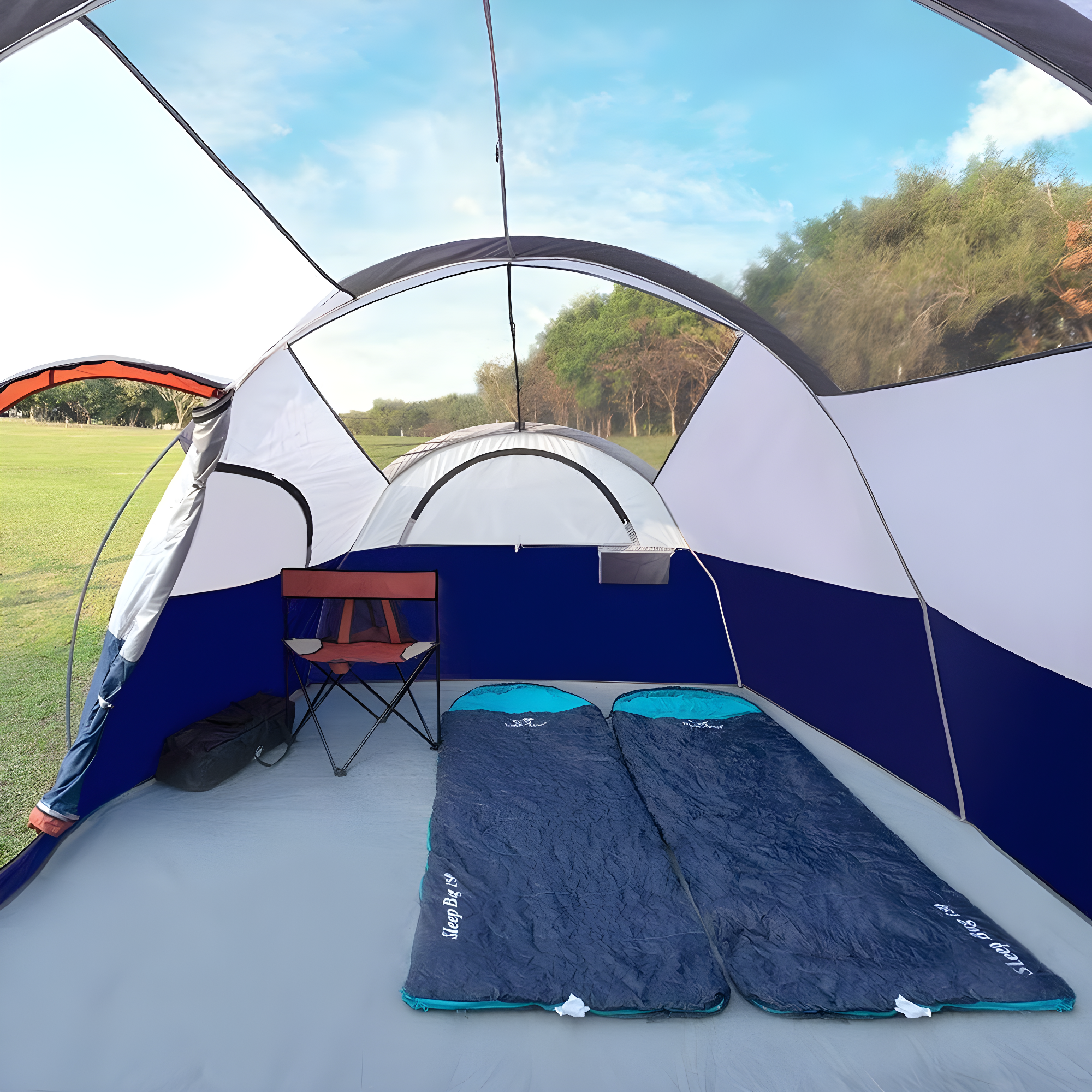 CAMPROS CP Tent 8 Person Camping Tents, Weather Resistant Family Tent, 5 Large Mesh Windows, Double Layer, Divided Curtain for Separated Room, Portable with Carry Bag