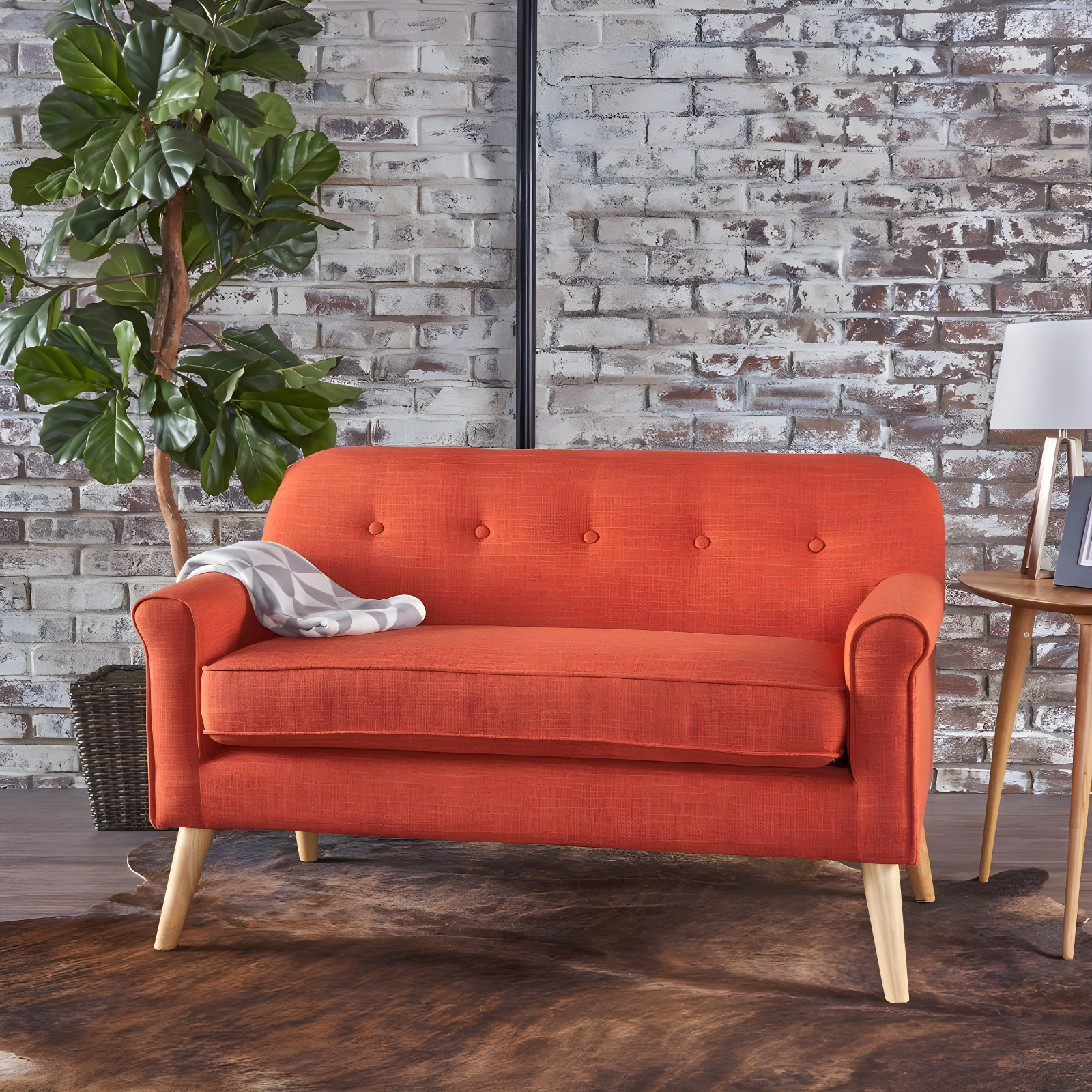 Mariah Mid-Century Loveseat Muted Orange - Christopher Knight Home: Plush Upholstered, 2-Seater Couch