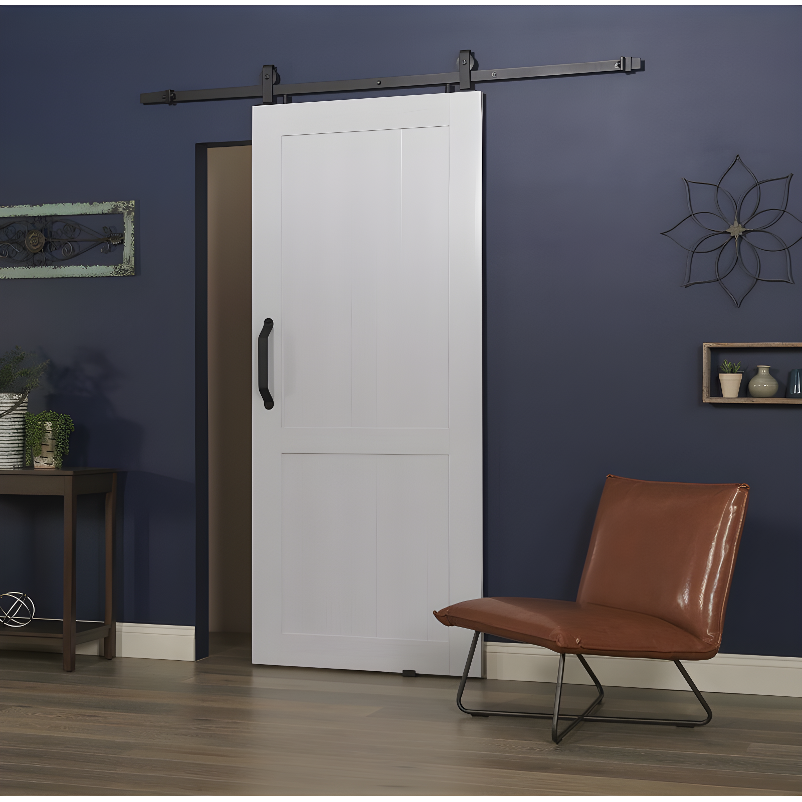 LTL Home Products Millbrooke 84'' Hollow Paneled with Installation Hardware Kit Barn Door