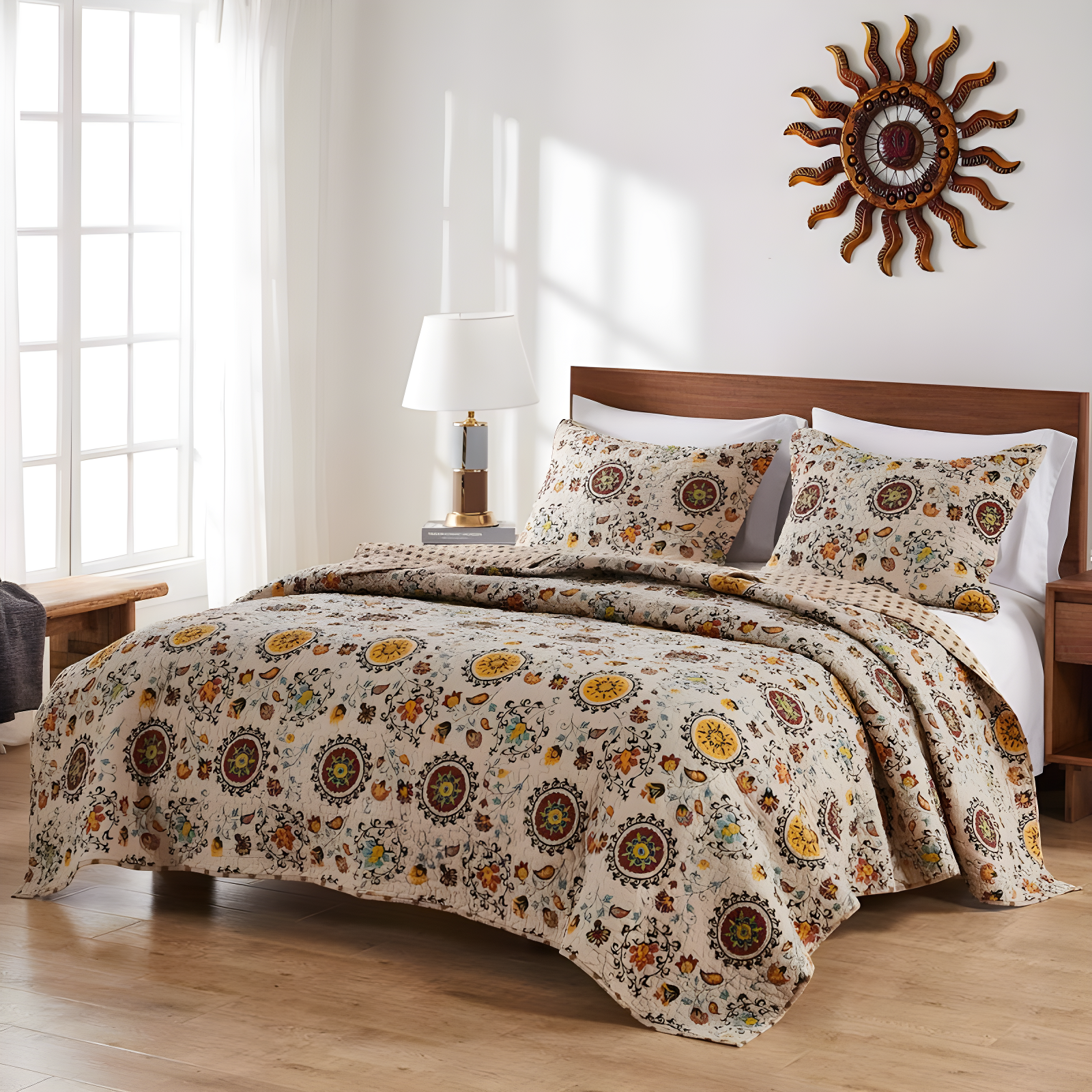 Andorra Medallion Cotton Reversible Quilt Set