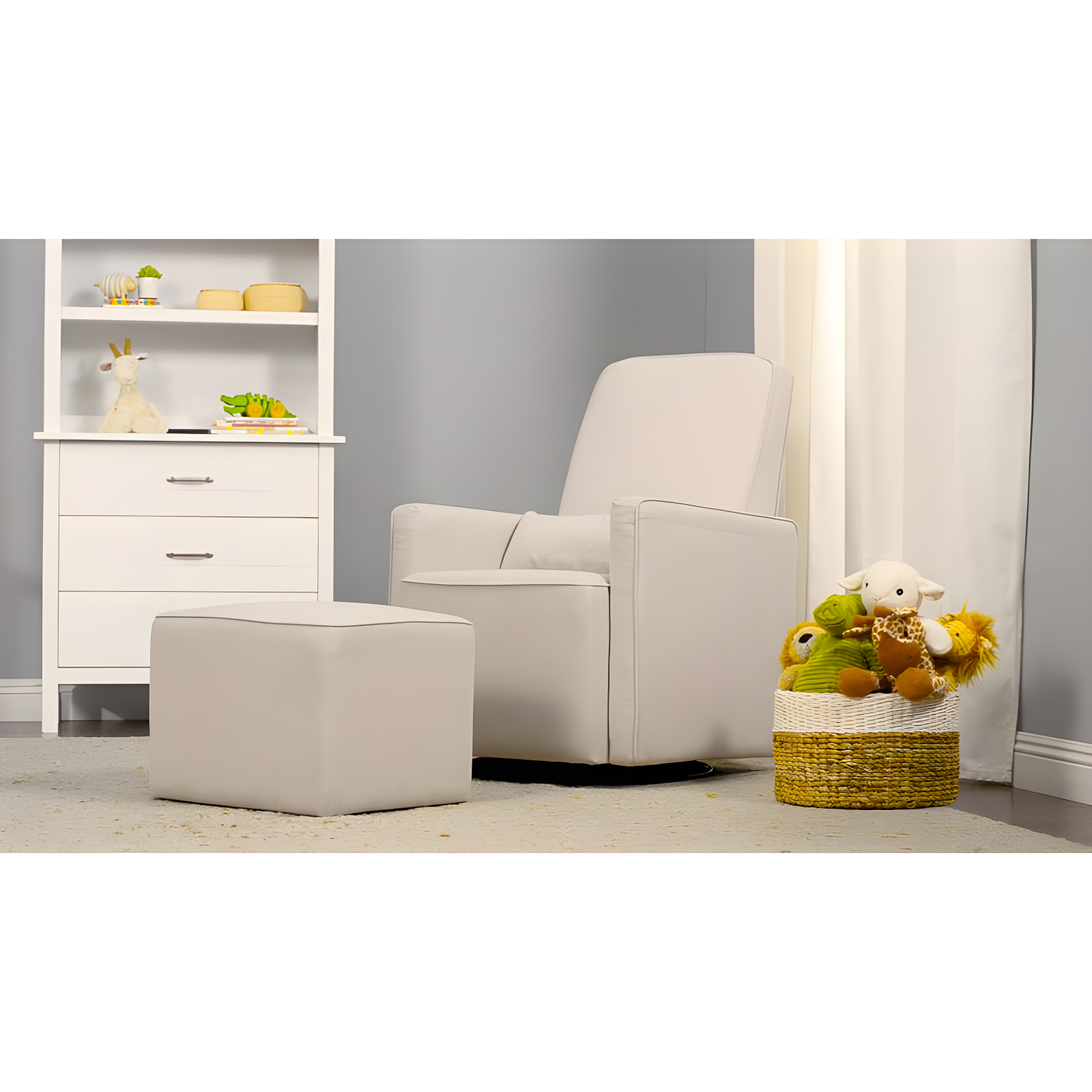 Olive Swivel Glider with Ottoman