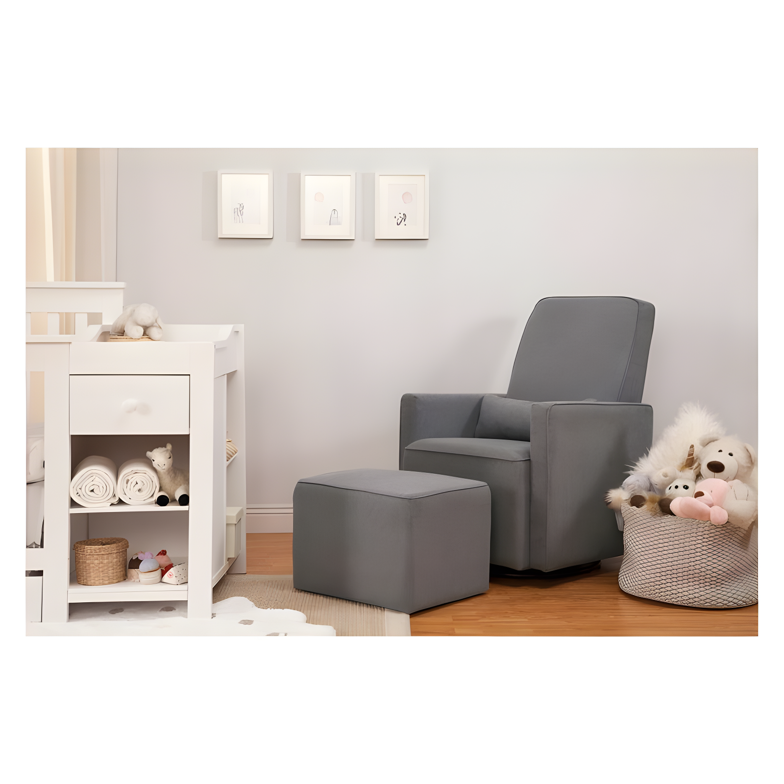Olive Swivel Glider with Ottoman