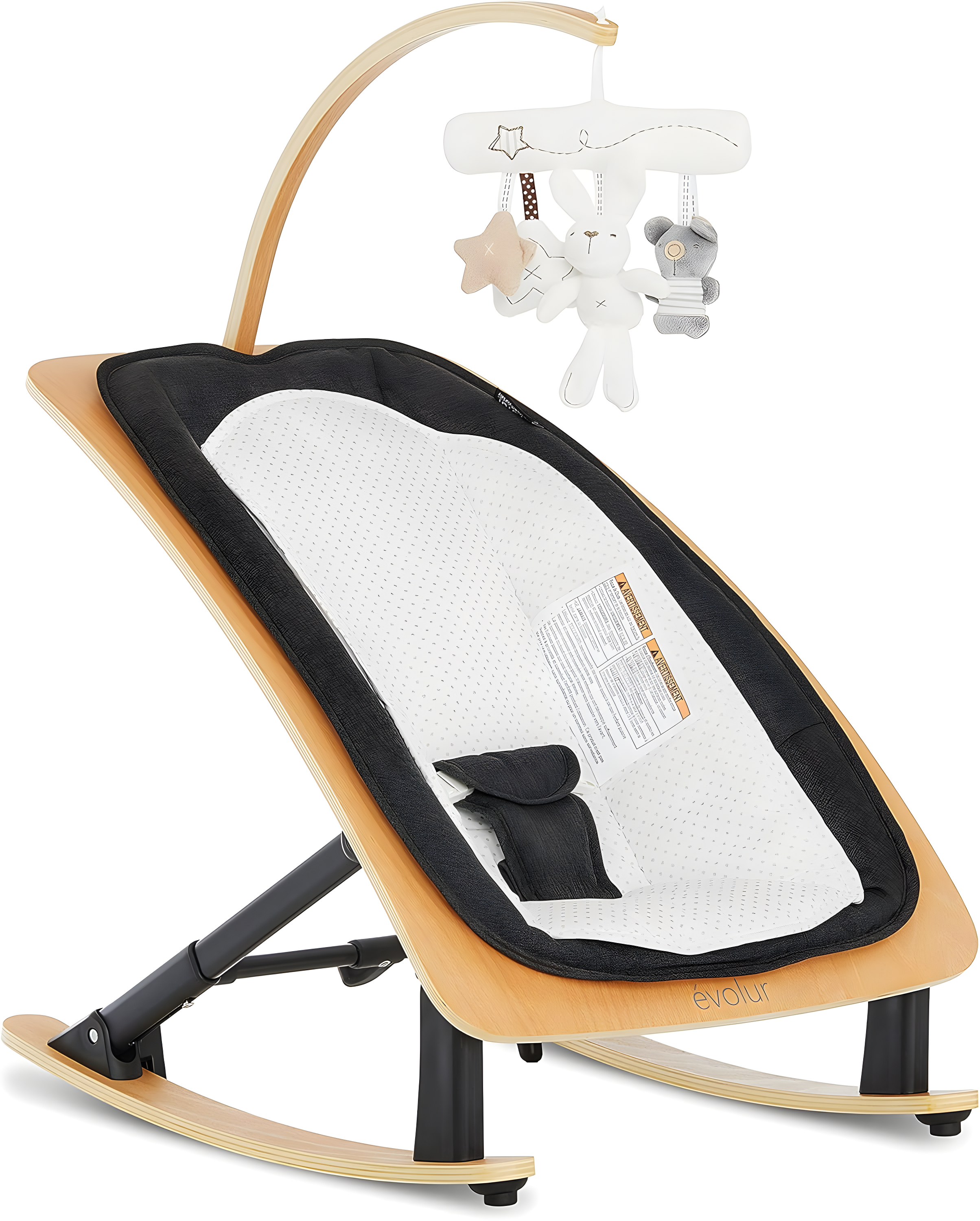 Evolur Tory 2-in-1 Rocker & Chair in Black