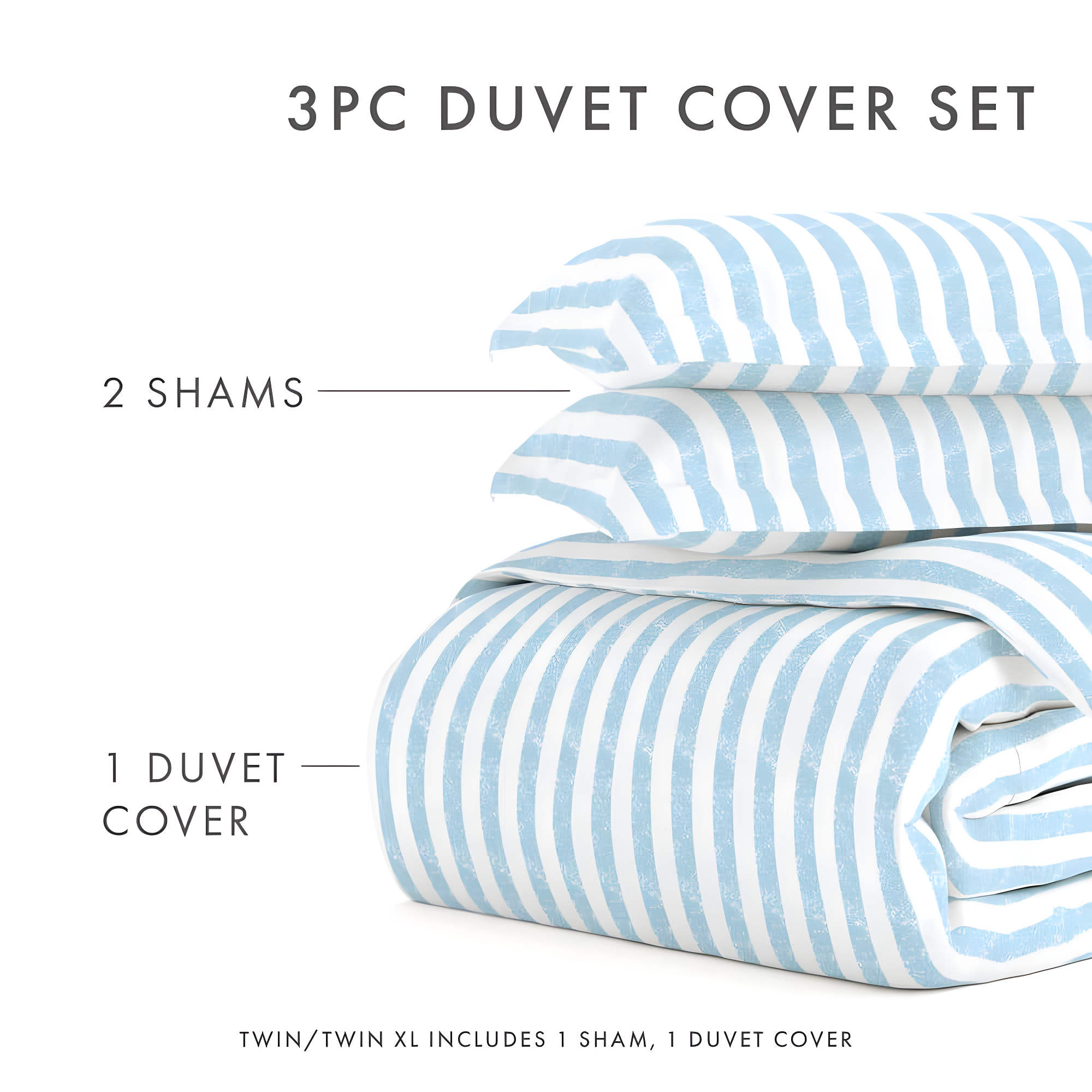 3 Piece Rugged Stripe Pattern Duvet Cover Set