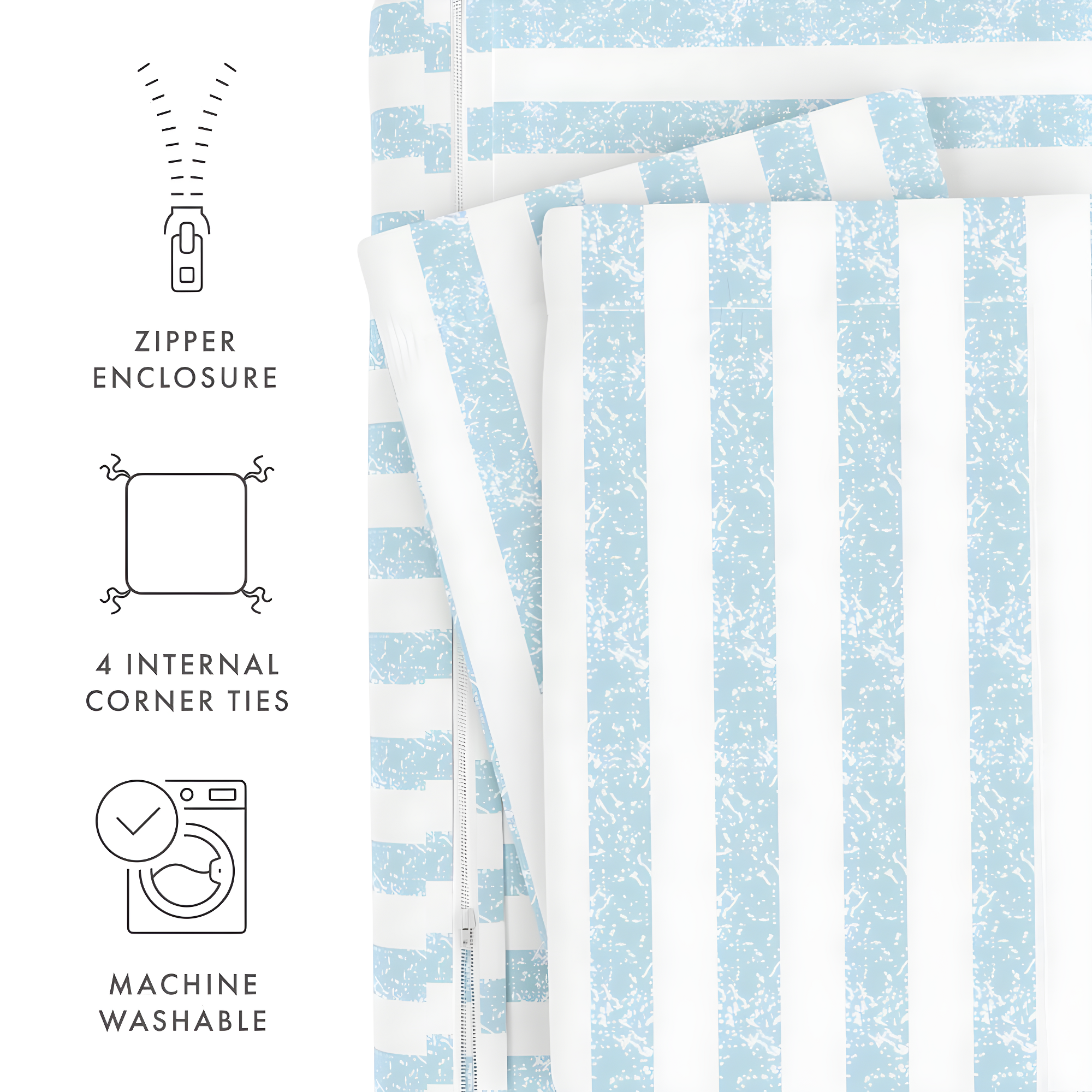 3 Piece Rugged Stripe Pattern Duvet Cover Set