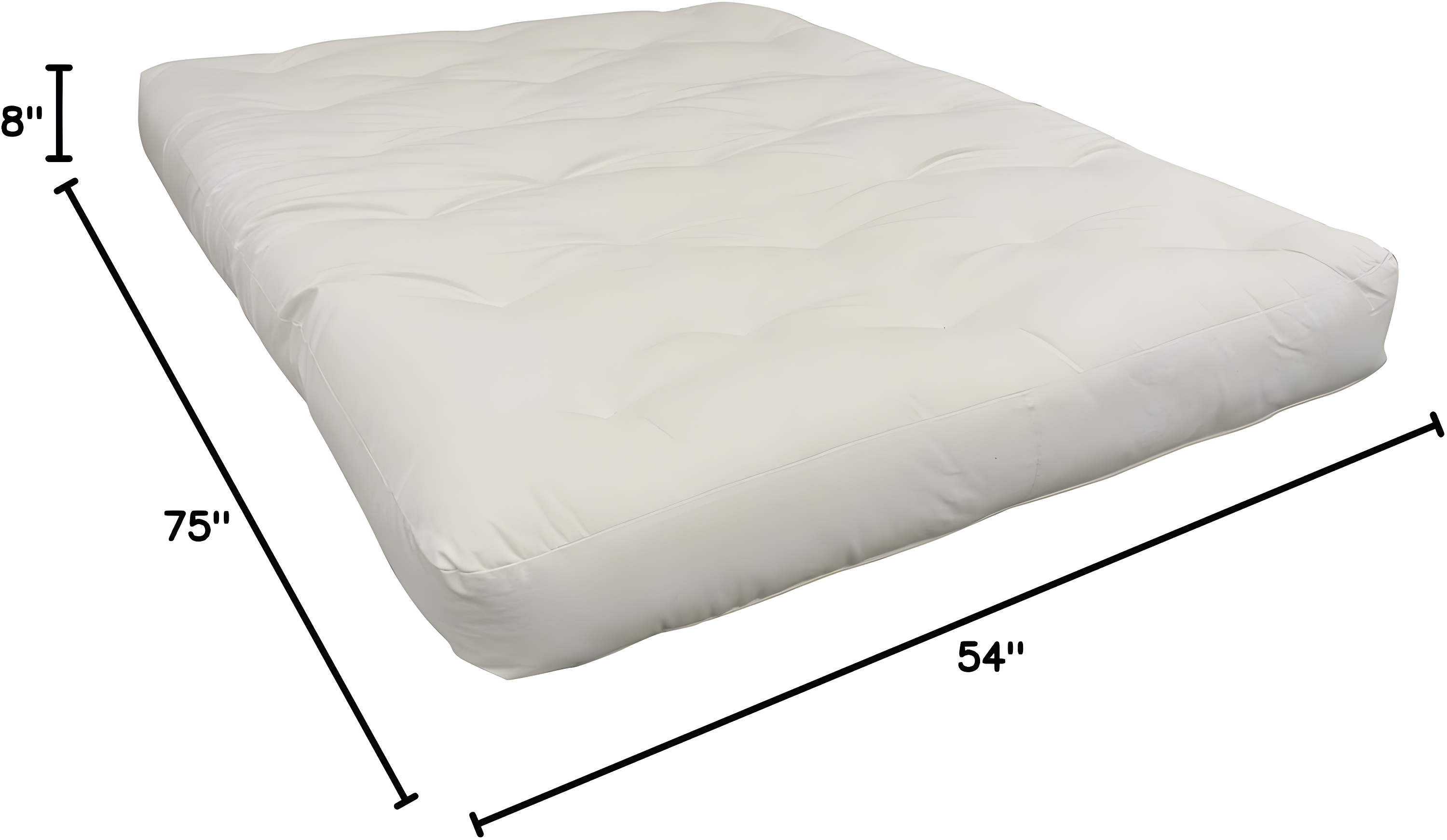 Gold Bond 8" Double Foam & Cotton #611 Natural Futon Mattress-Size:Full