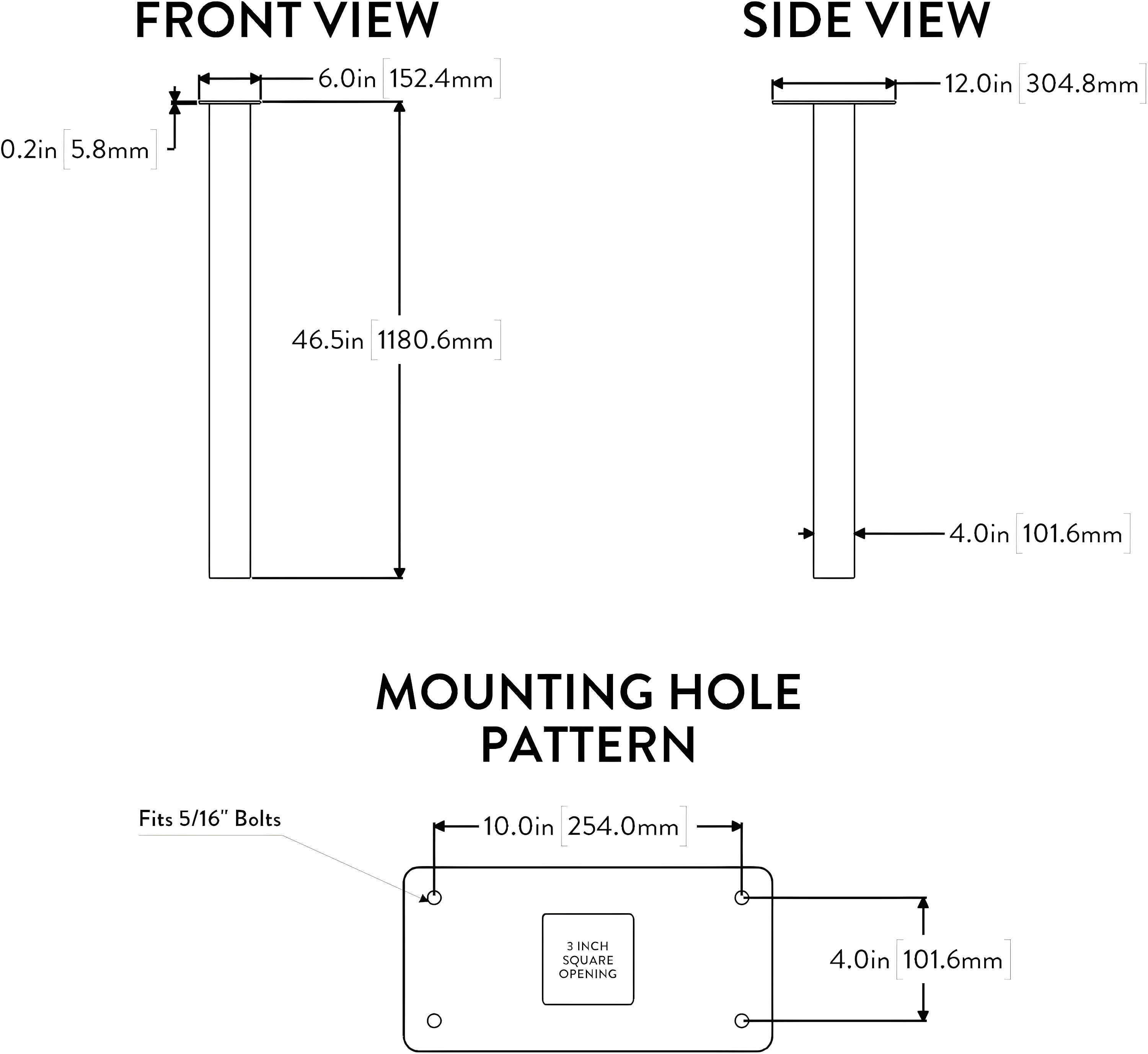 Oasis 46.5'' H Square Standard Post