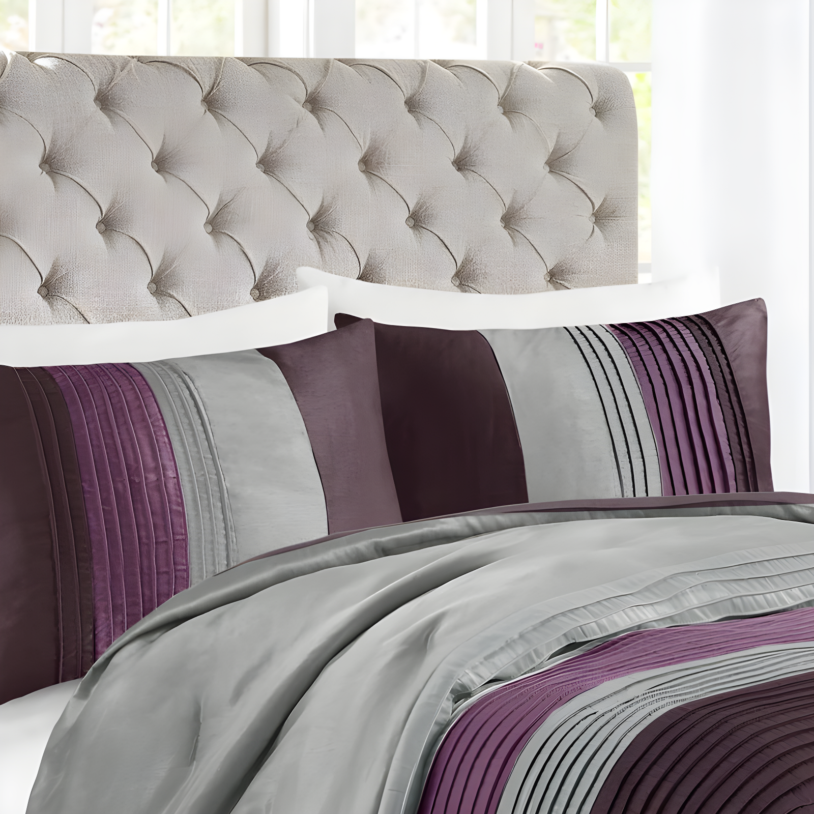 Madison Park Amherst 7 Piece Striped and Pleated Comforter Set