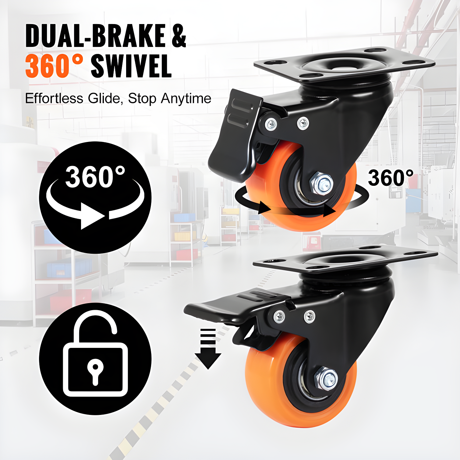 Swivel Plate Casters (Set of 4)