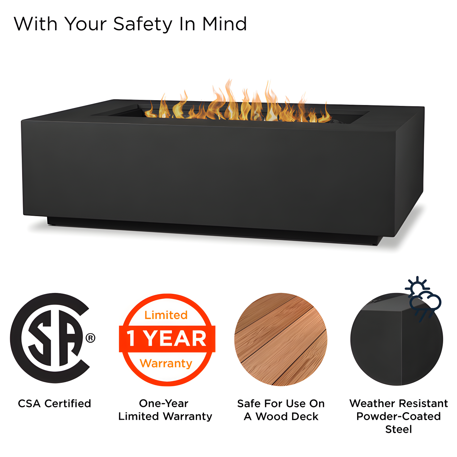 AEGEAN Propane / Natural Gas Outdoor Fire Pit Table