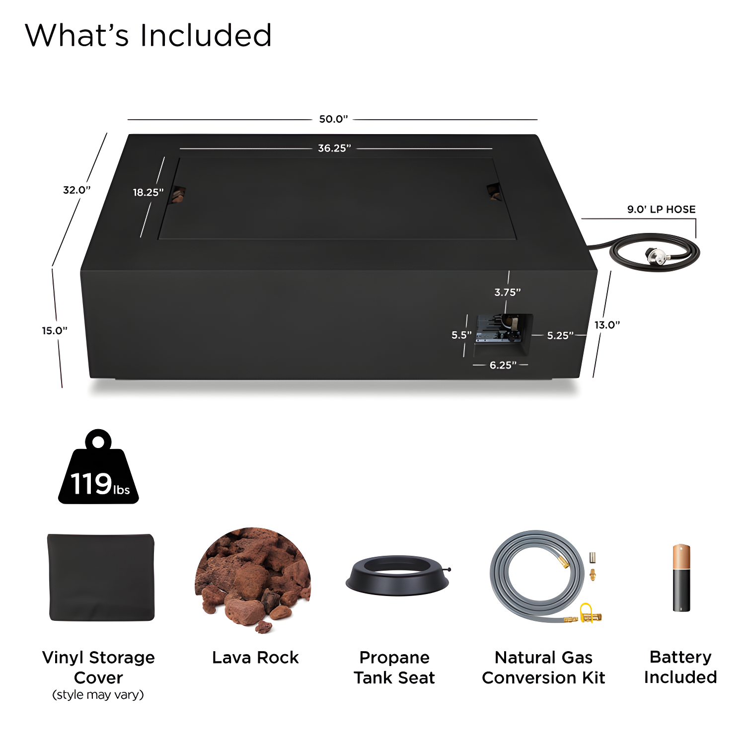 AEGEAN Propane / Natural Gas Outdoor Fire Pit Table