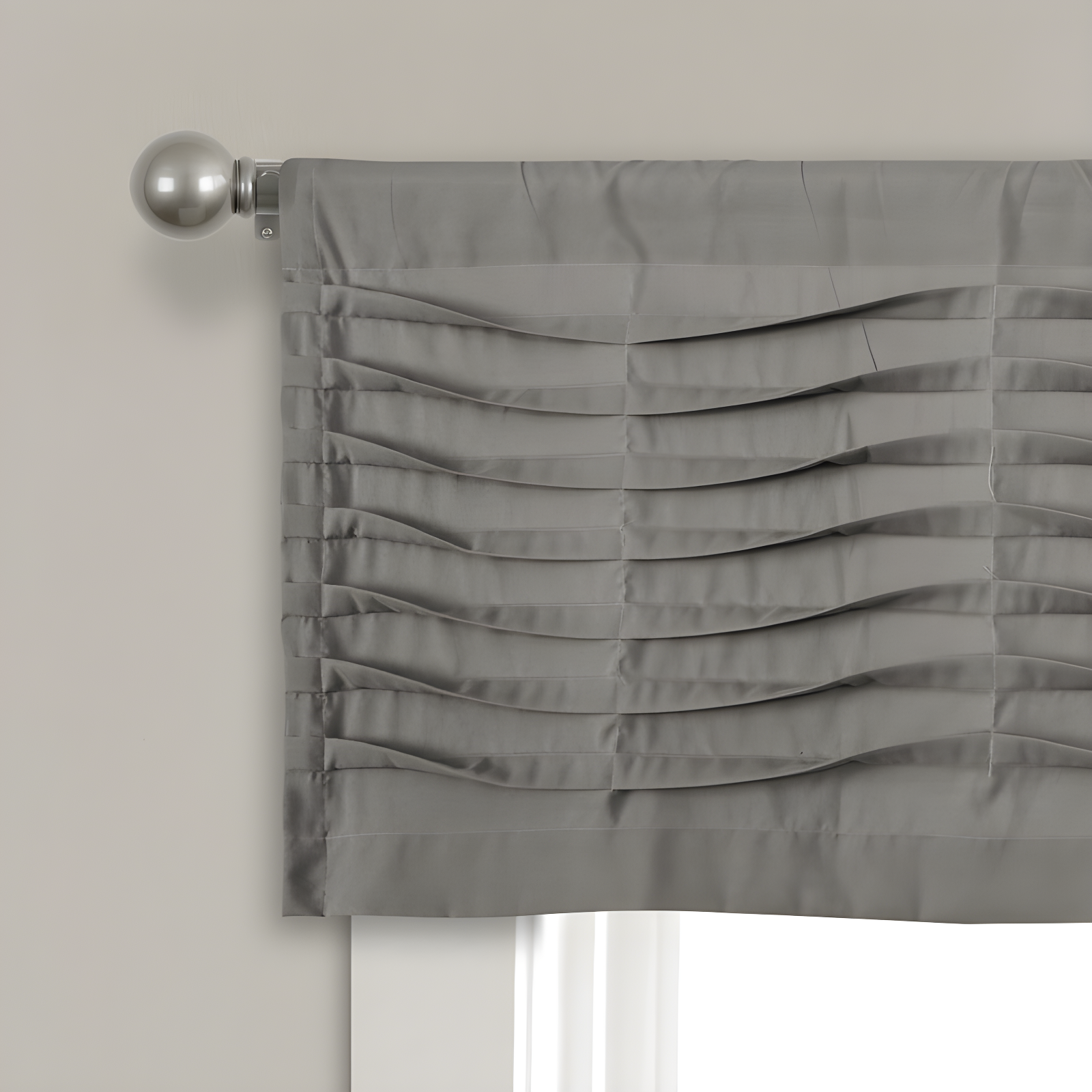 Lush Decor Tailored 52'' W Window Valance Blue,Cream,Dark Gray,Light Gray,White