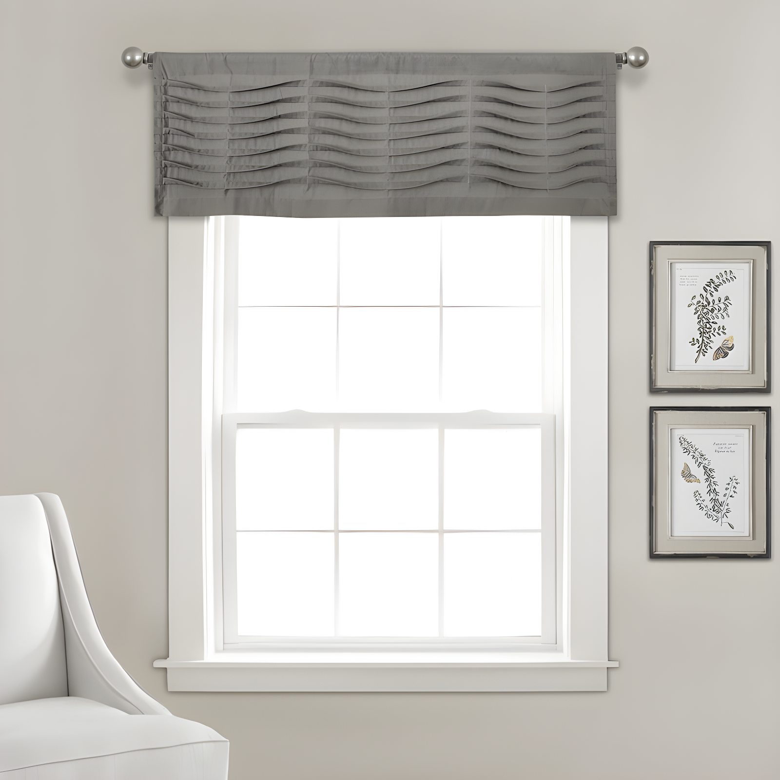 Lush Decor Tailored 52'' W Window Valance Blue,Cream,Dark Gray,Light Gray,White