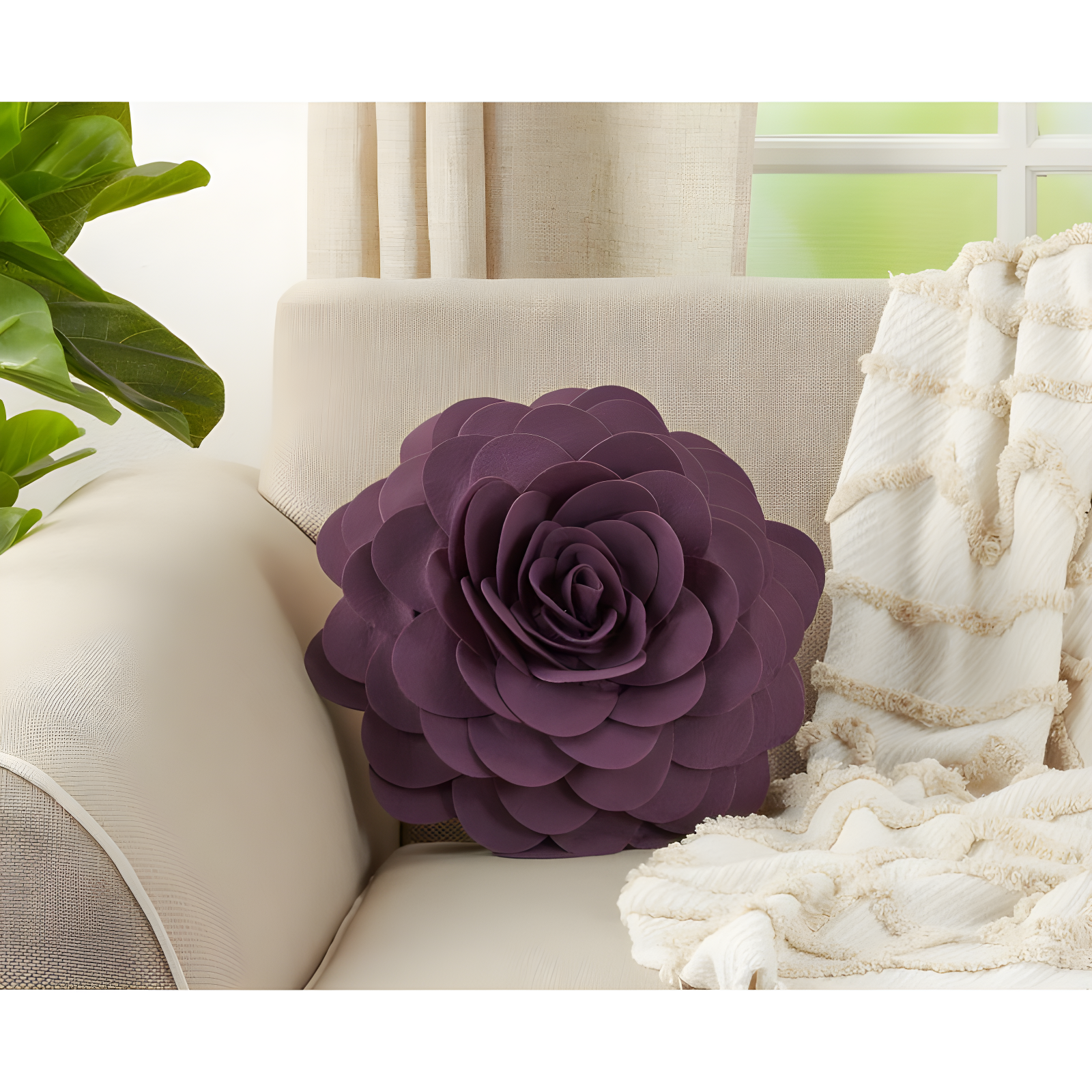 Saro Lifestyle Circular Multicolor Flower Decorative Throw Pillow, Violet, 13" Round