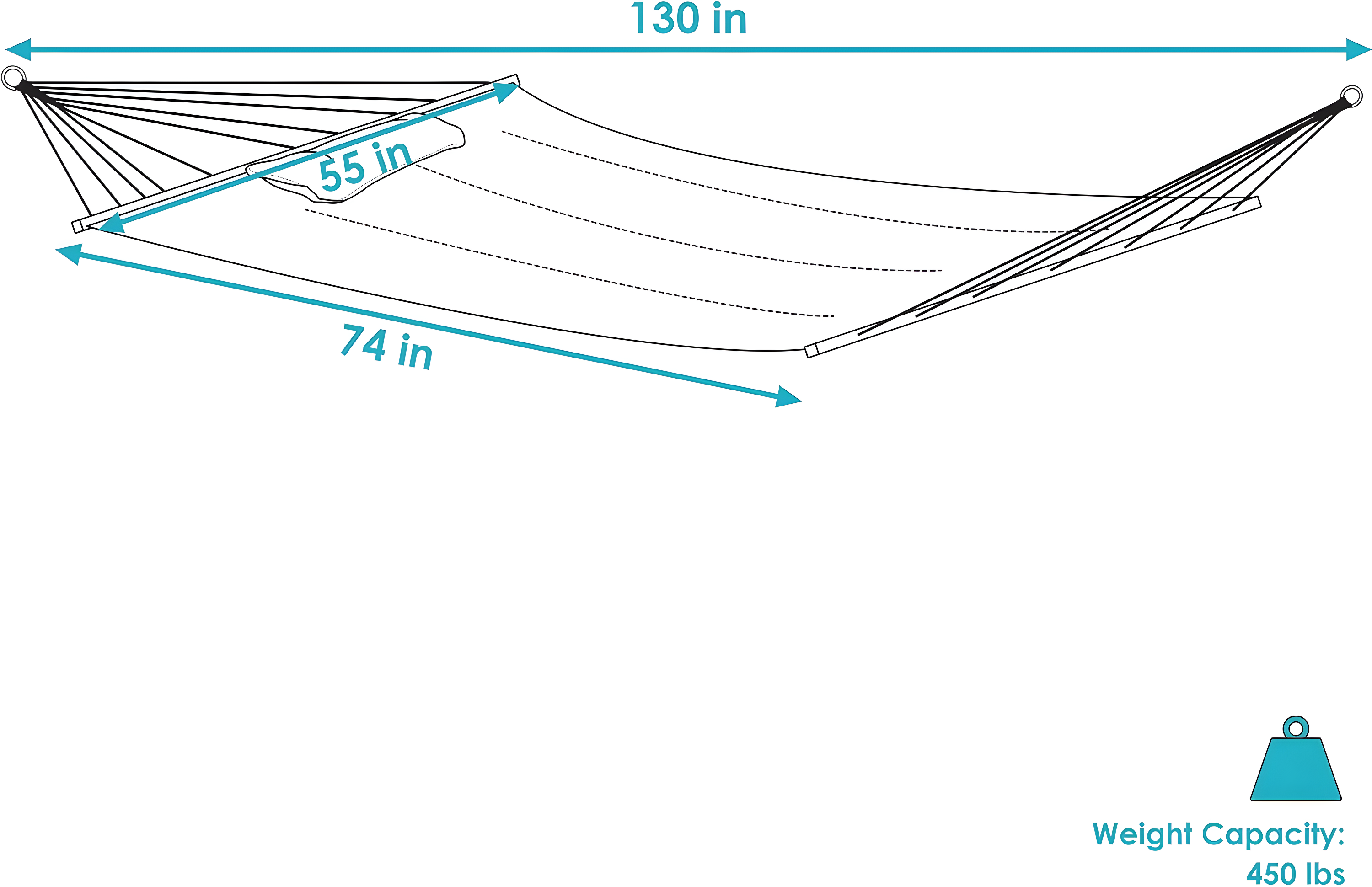 2-Person Quilted Polyester Spreader Bar Hammock
