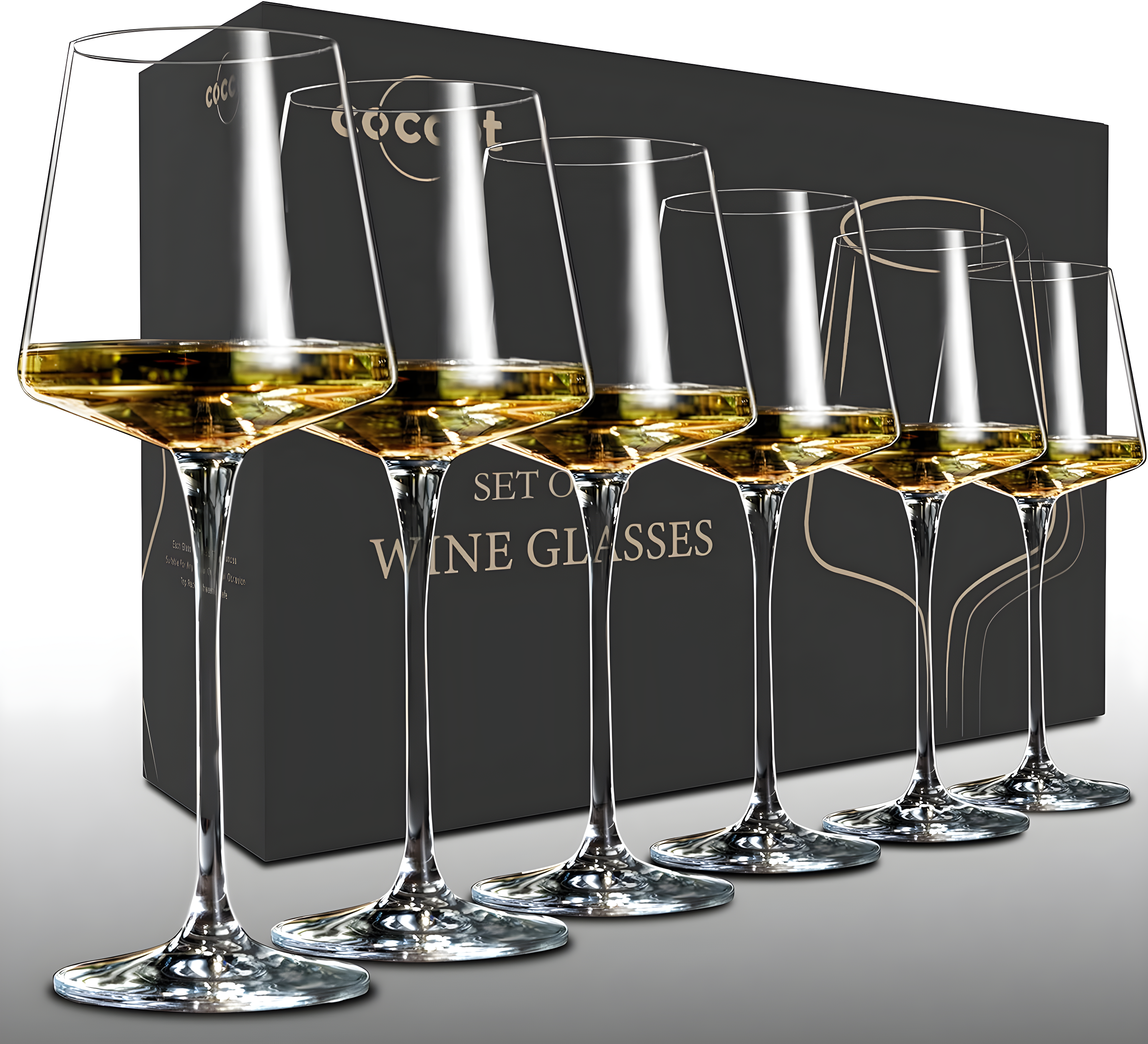 Wine Glasses Set Of 6,Crystal White Wine Glasses,Red Wine Glass Set,Long Stem Wine Glasses,Clear Lead-Free Premium Blown Glassware (6 Pack)