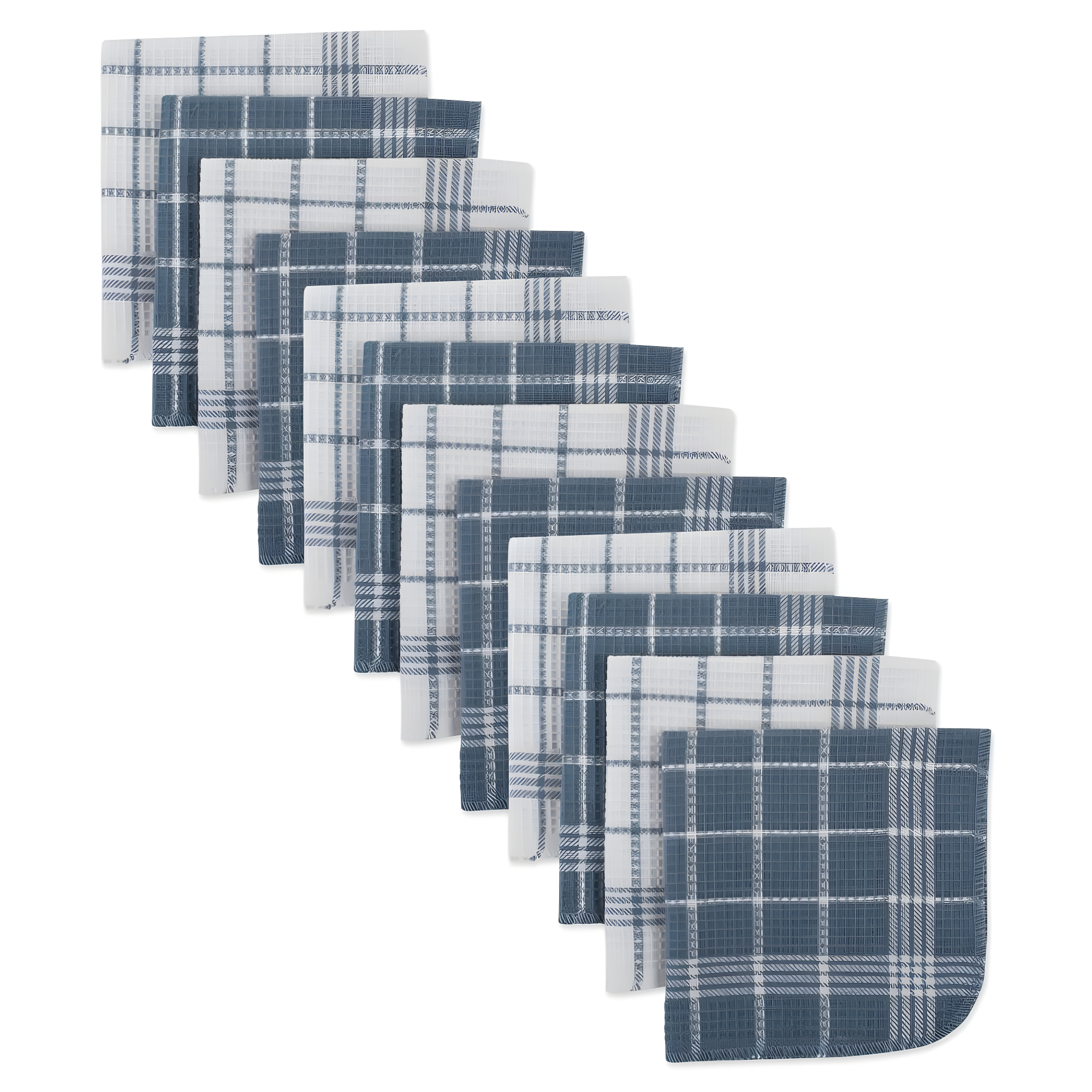 Design Imports Waffle Weave Cotton Plaid Waffle Dish Cloth Kitchen Towel (Set of 12)