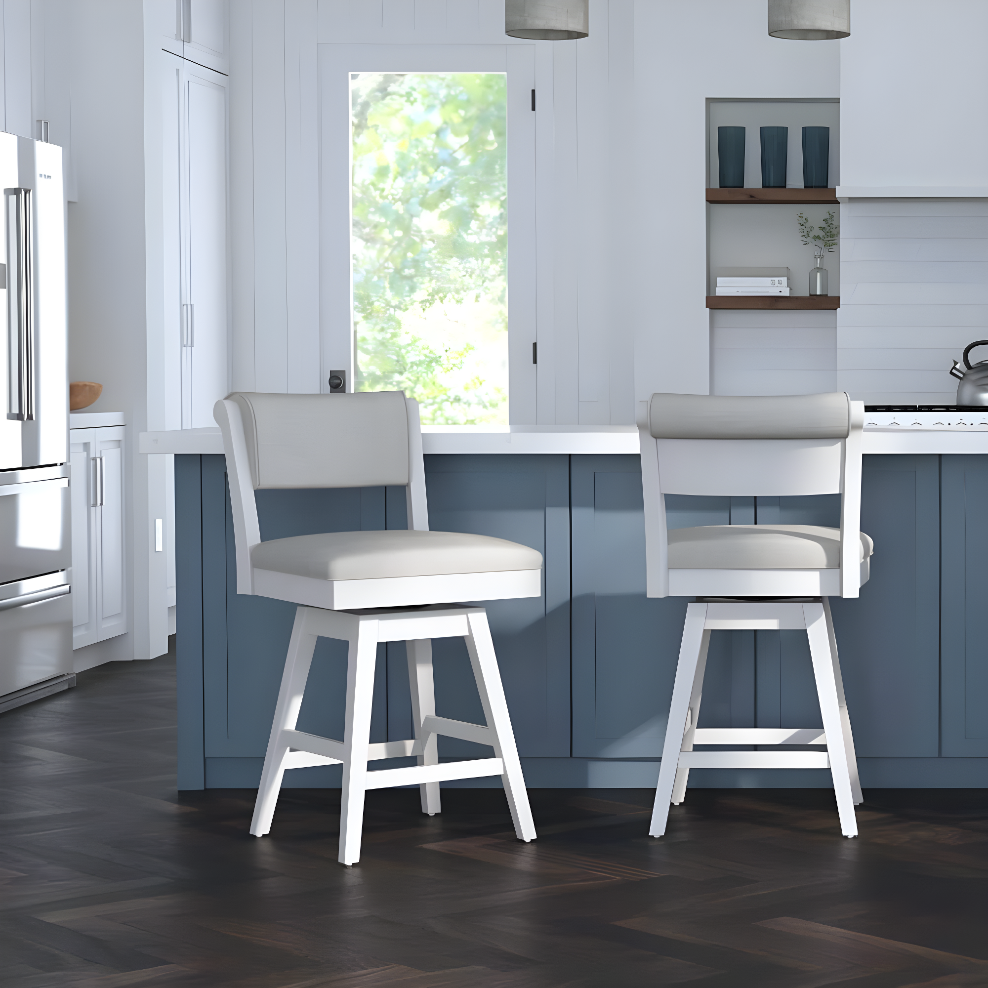 Clarion Counter Height Barstool Height Swivel with Footrest, Fog Gray Seat - Hillsdale Furniture